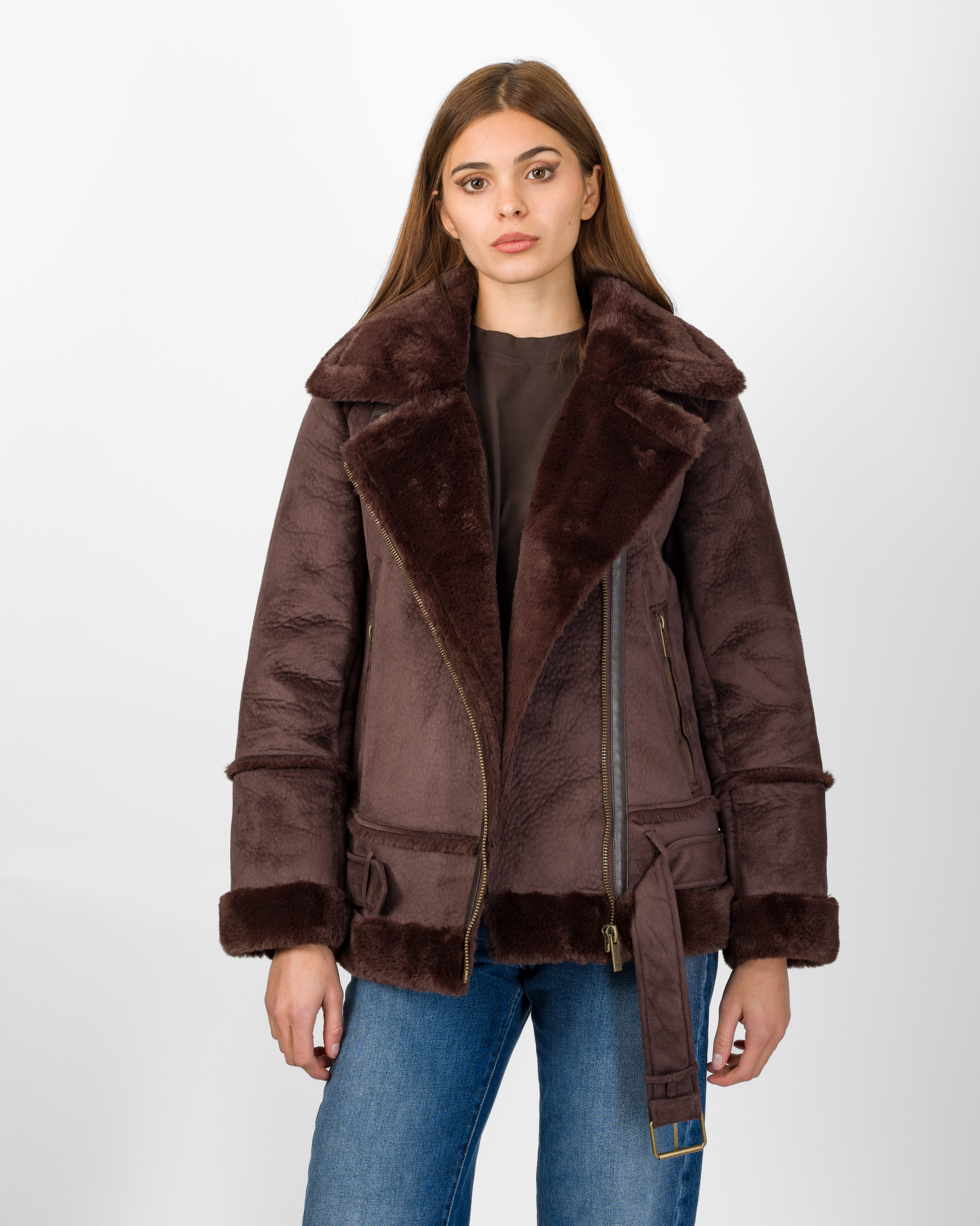 Alternative view of GIUBBOTTO ECO MONTONE OVERSIZE SCAMOSCIATO - VICOLO