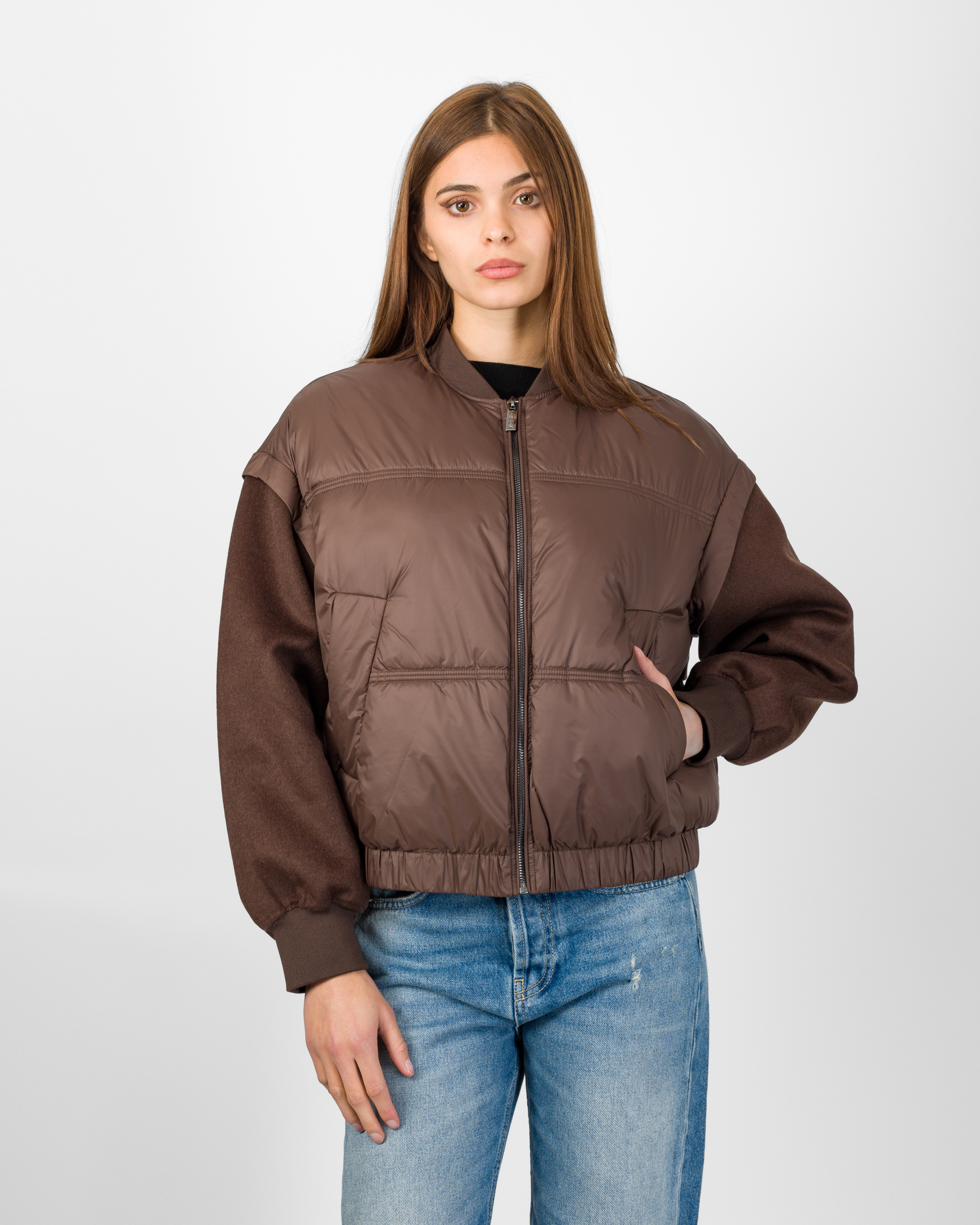 PIUMINO BOMBER CON MANICA IN PANNO - VICOLO