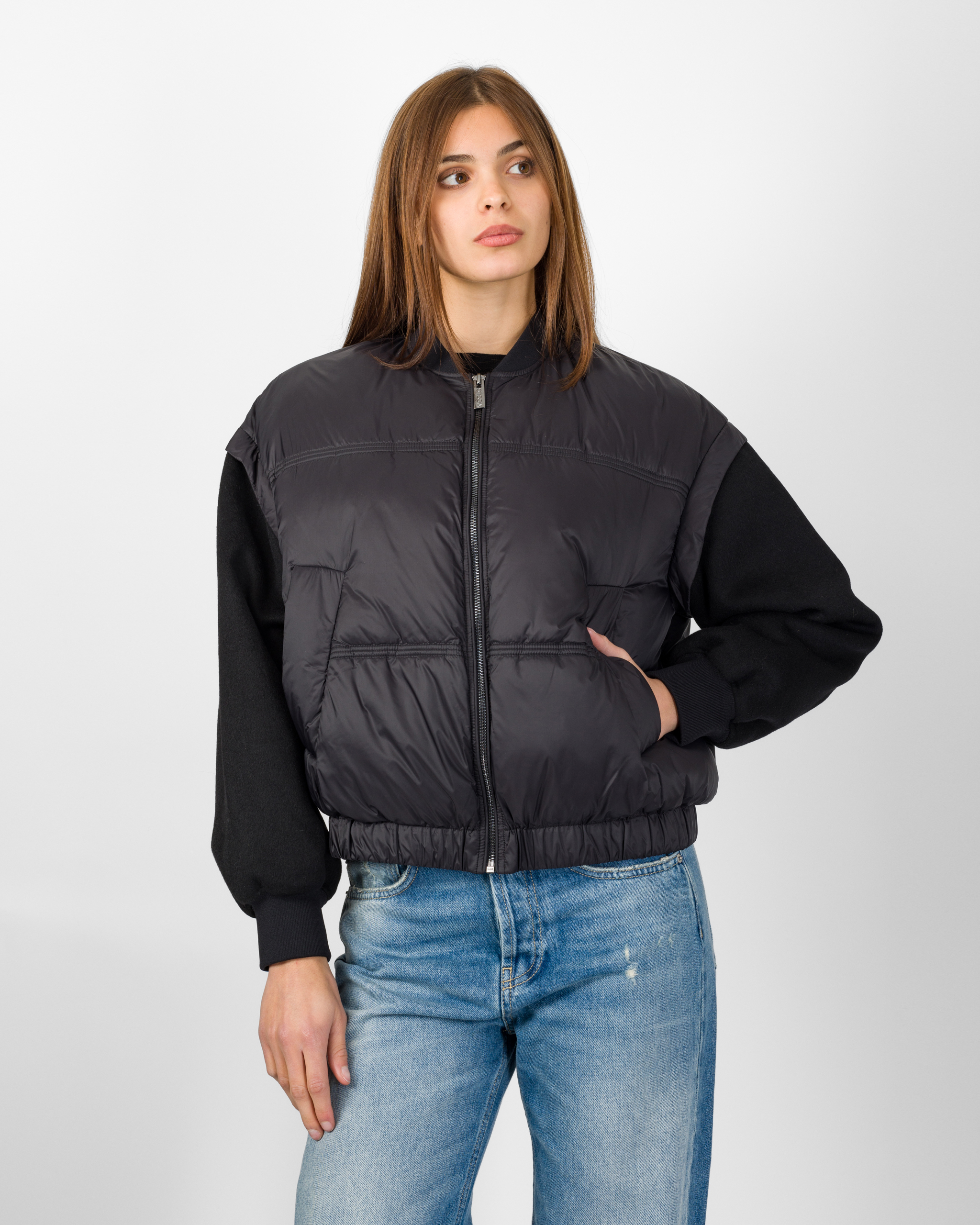 Alternative view of PIUMINO BOMBER CON MANICA IN PANNO - VICOLO