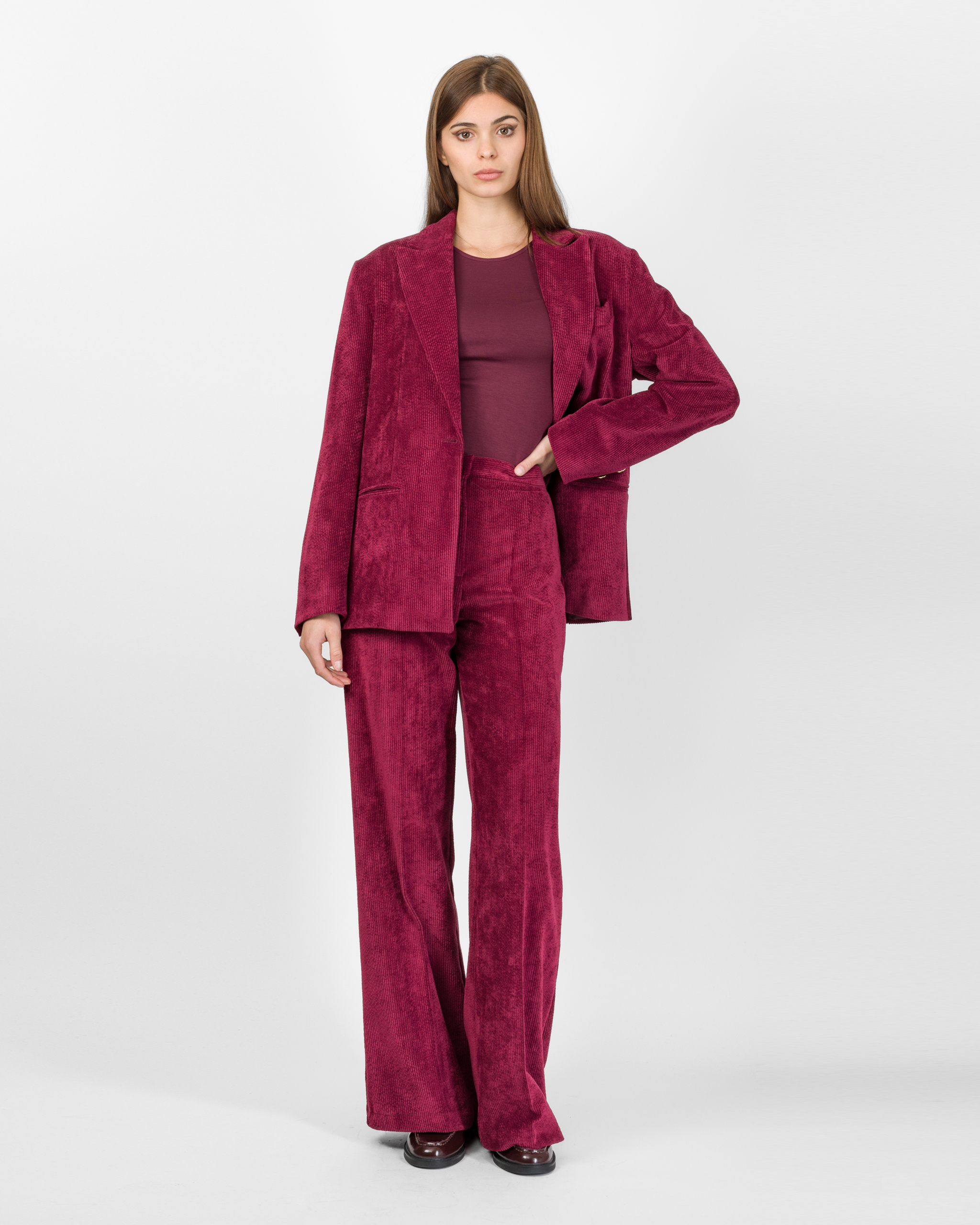 Alternative view of BLAZER MONOPETTO IN VELLUTO MILLERIGHE - MARTINA - BOHEMIANVì