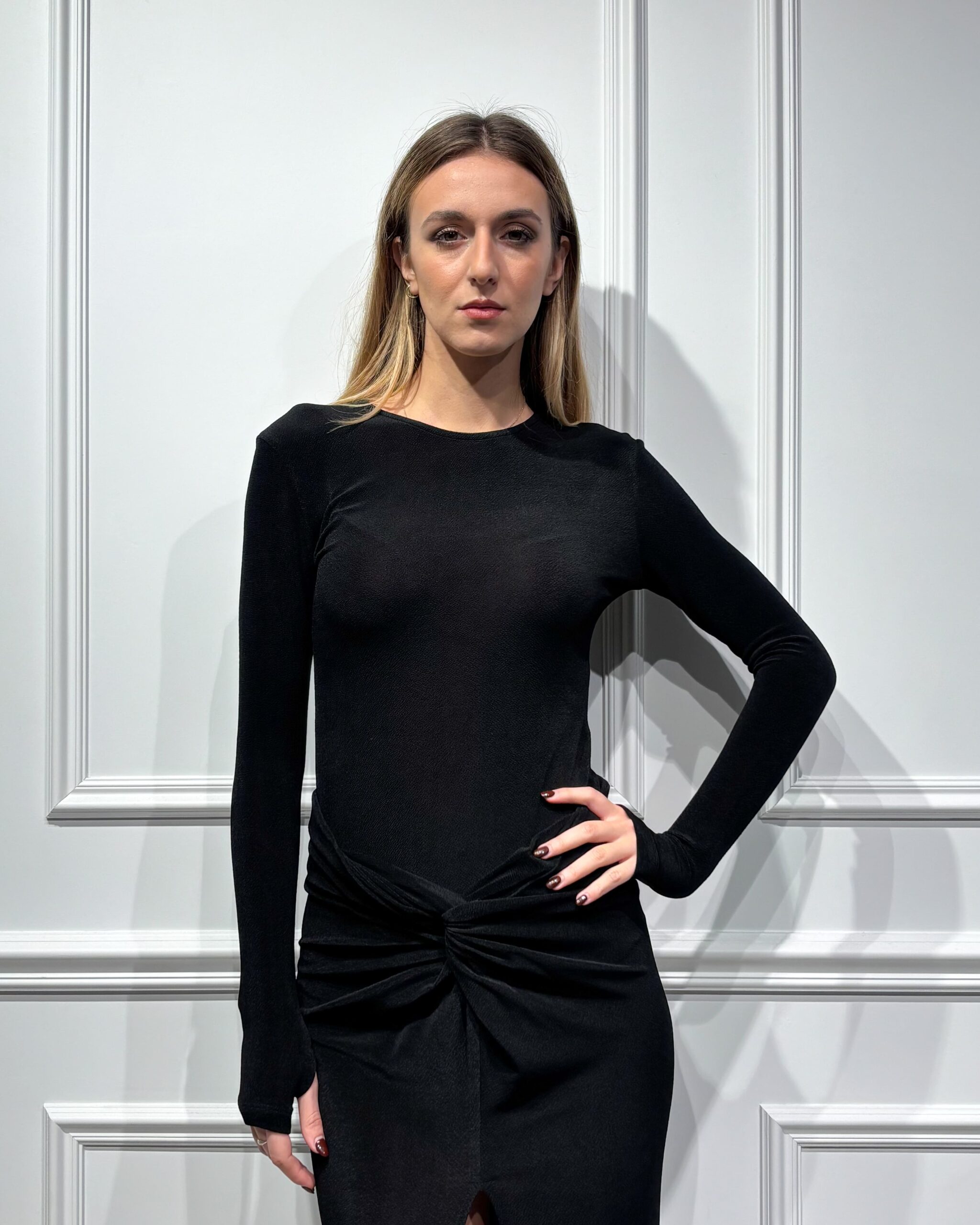 BODY A MANICA LUNGA CON FORI - IVORY - ELEH