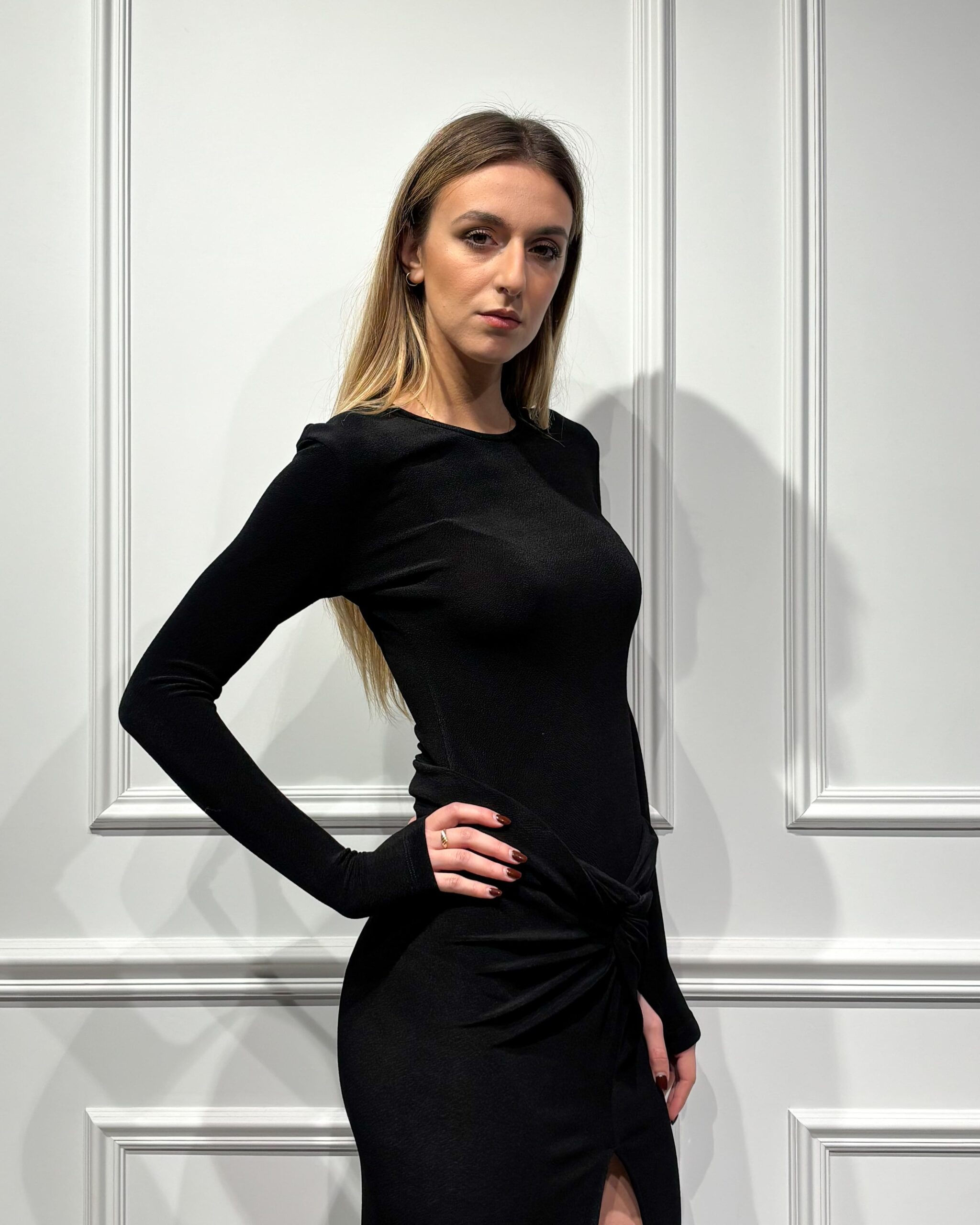 Alternative view of BODY A MANICA LUNGA CON FORI - IVORY - ELEH