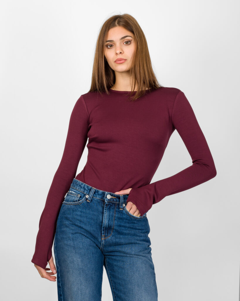 body-manica-lunga-oblo-schiena-bordeaux
