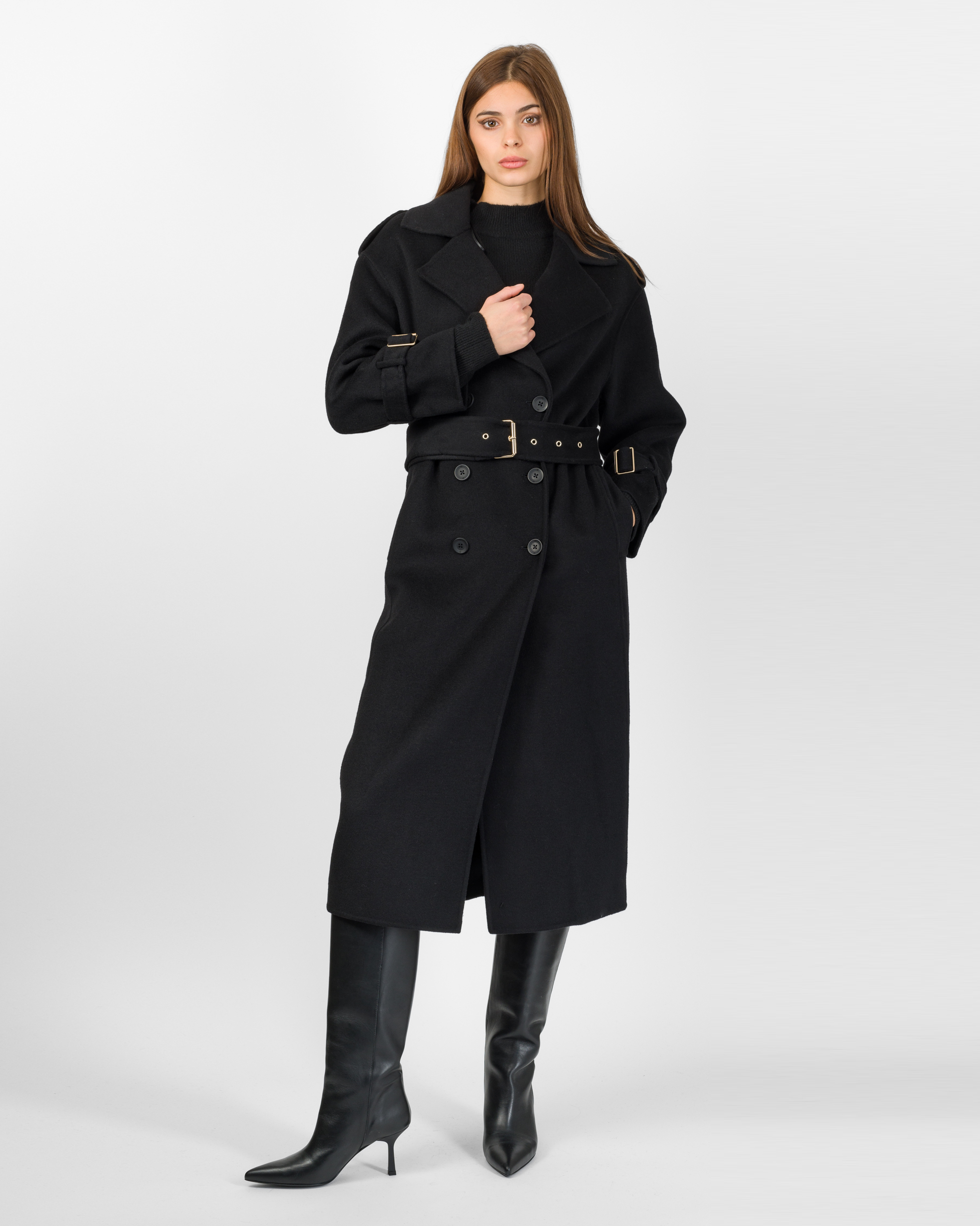 CAPPOTTO DOPPIOPETTO 70% LANA CON DETTAGLIO FIBBIE GOLD - SOUVENIR