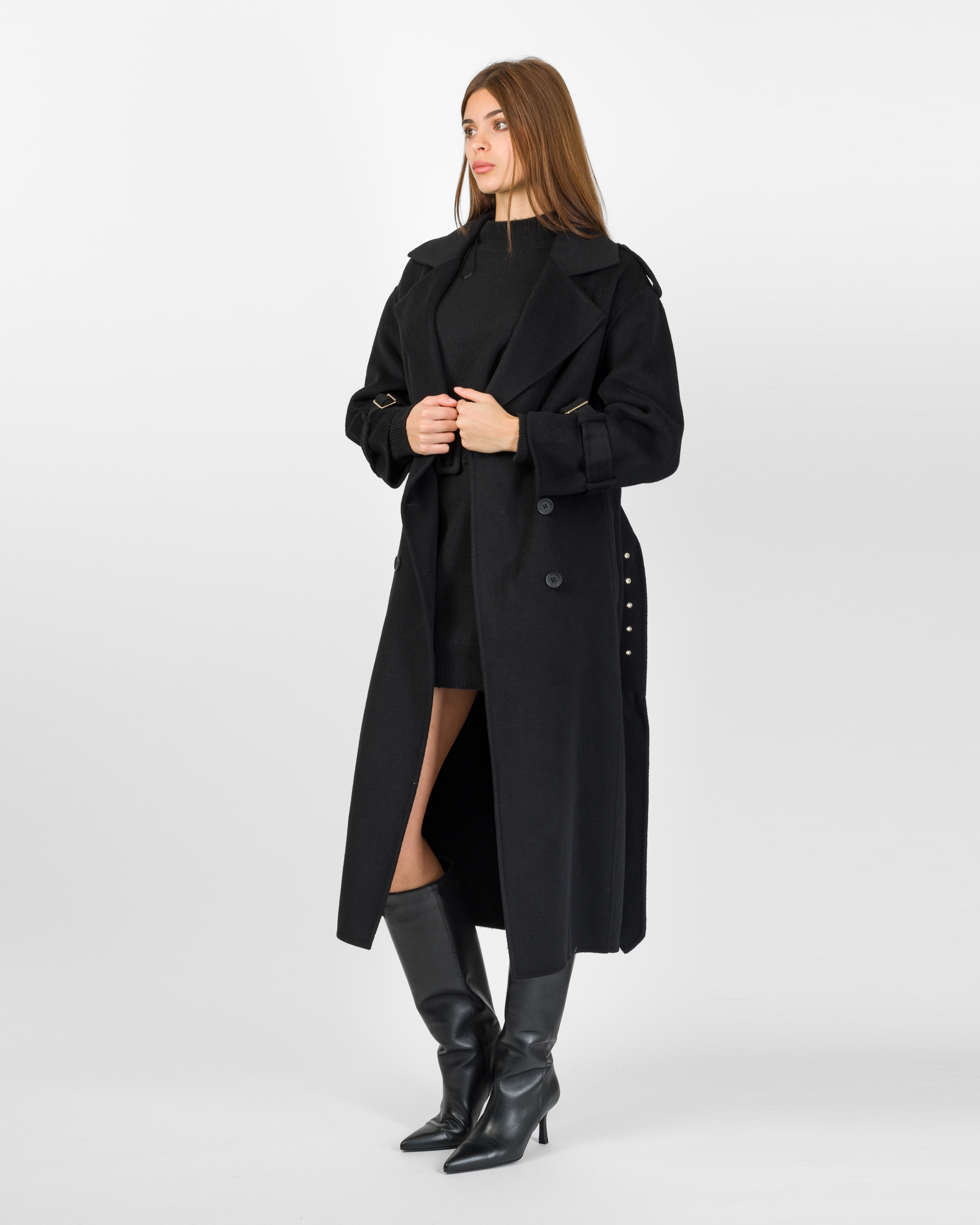 Alternative view of CAPPOTTO DOPPIOPETTO 70% LANA CON DETTAGLIO FIBBIE GOLD - SOUVENIR