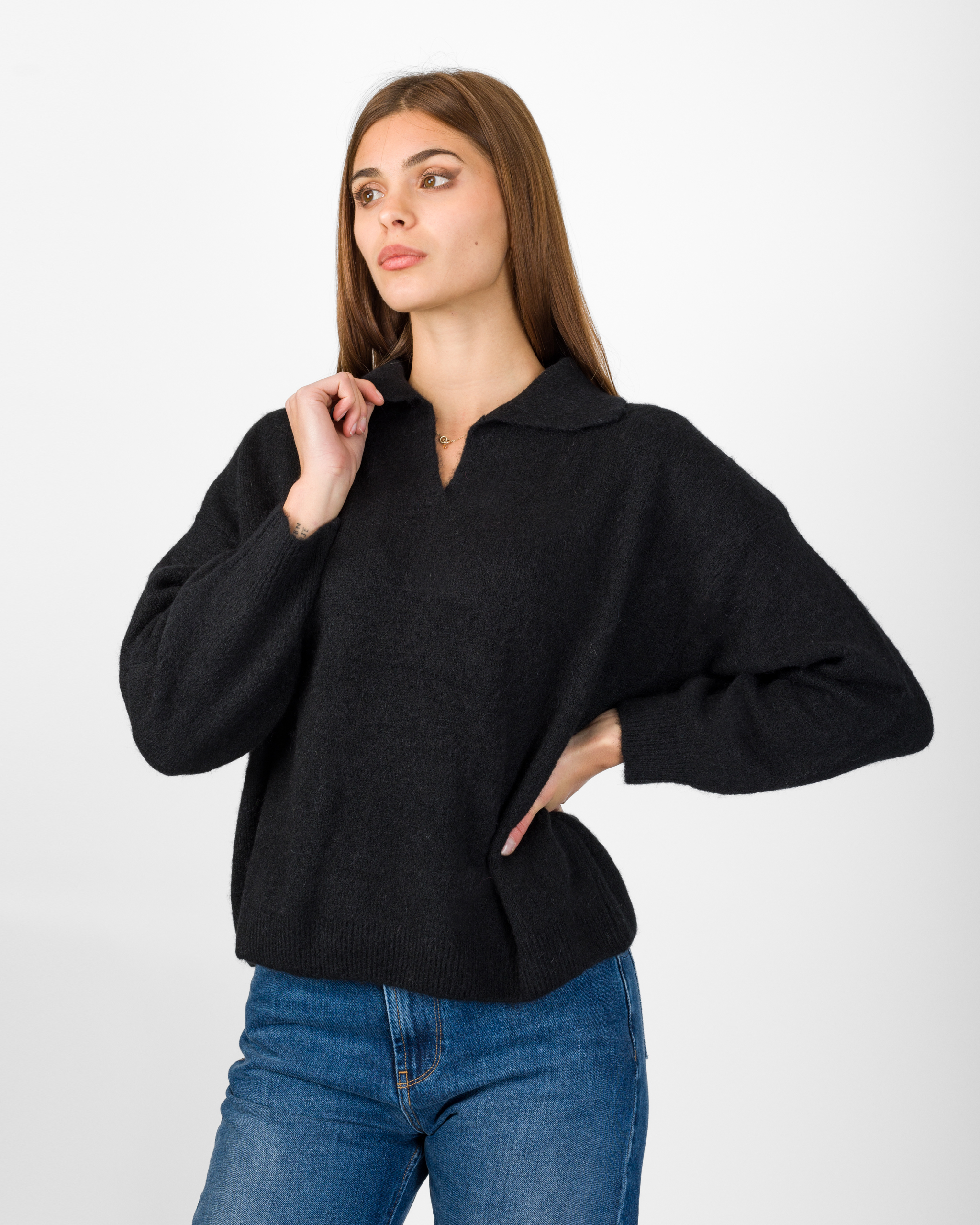 PULL CON COLLO A POLO MISTO BABY ALPACA - DIXIE