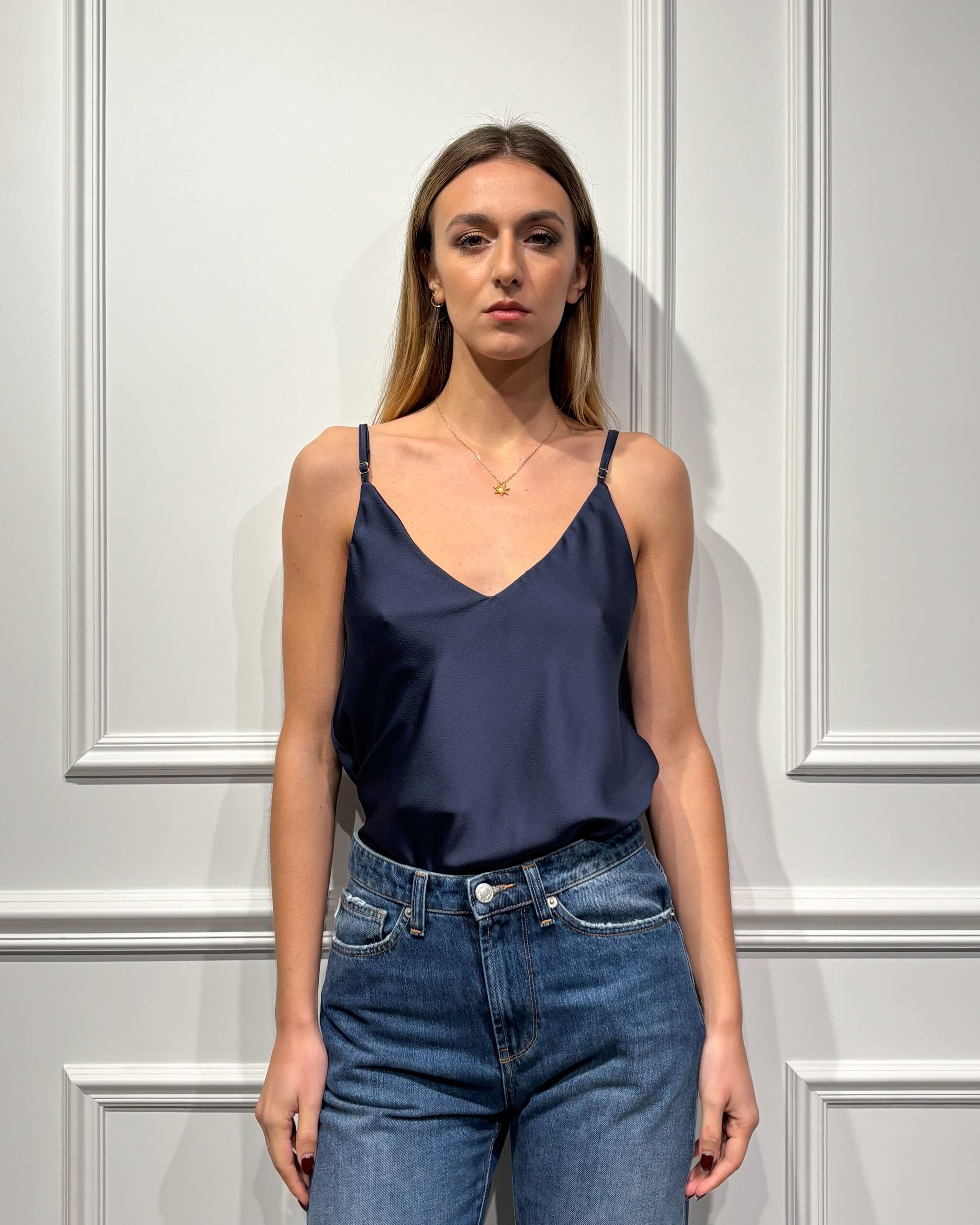 Alternative view of TOP SPALLINI IN SATIN - VICOLO