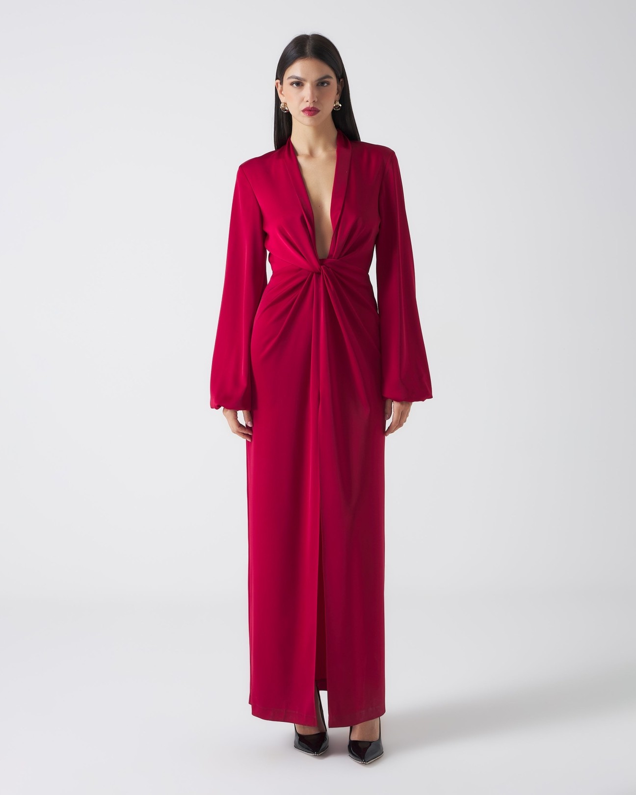 ABITO LUNGO IN RASO CON NODO CENTRALE - TOKYO - SILENCE LIMITED