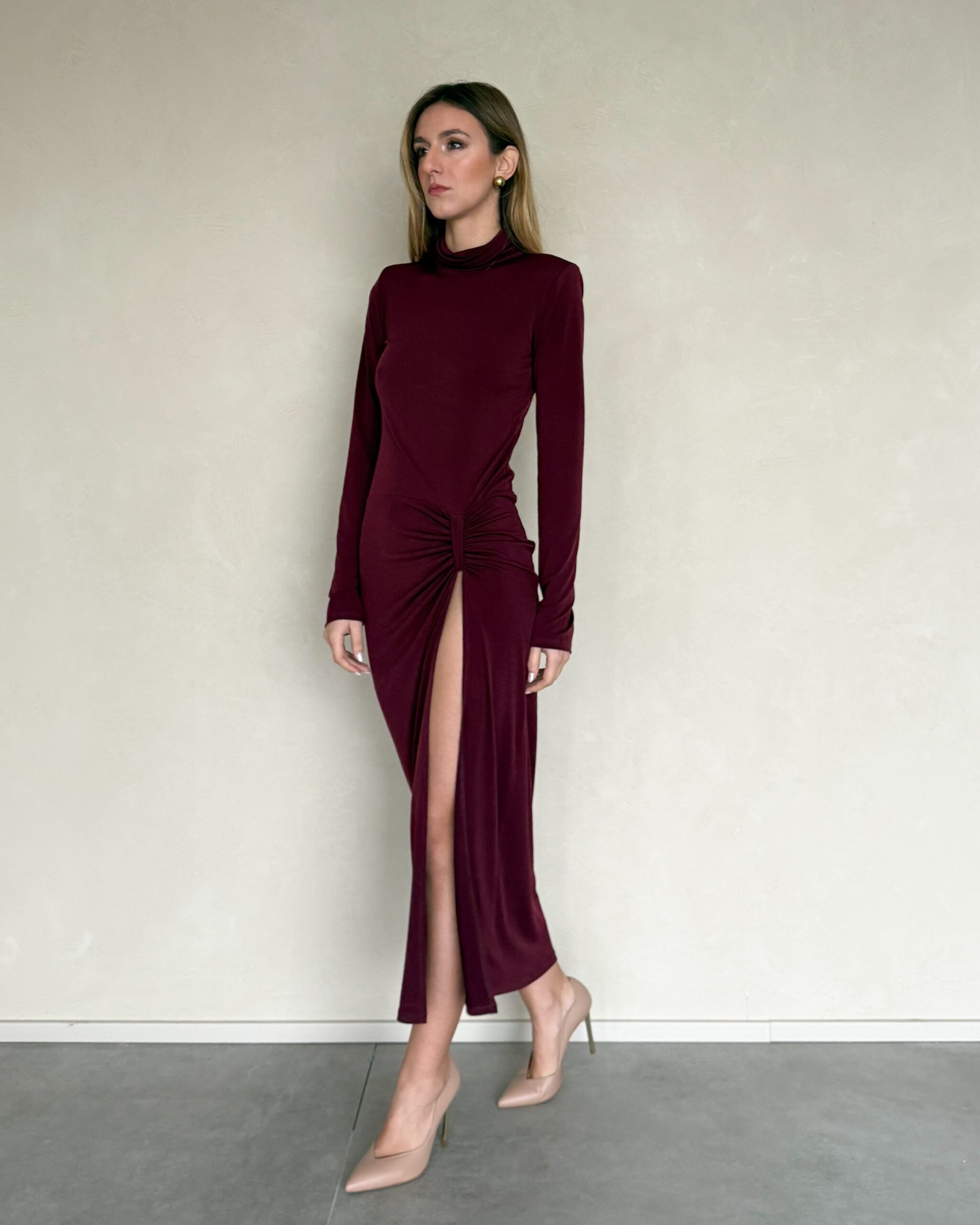 ABITO MIDI CON NODO E SPACCO - KONTATTO