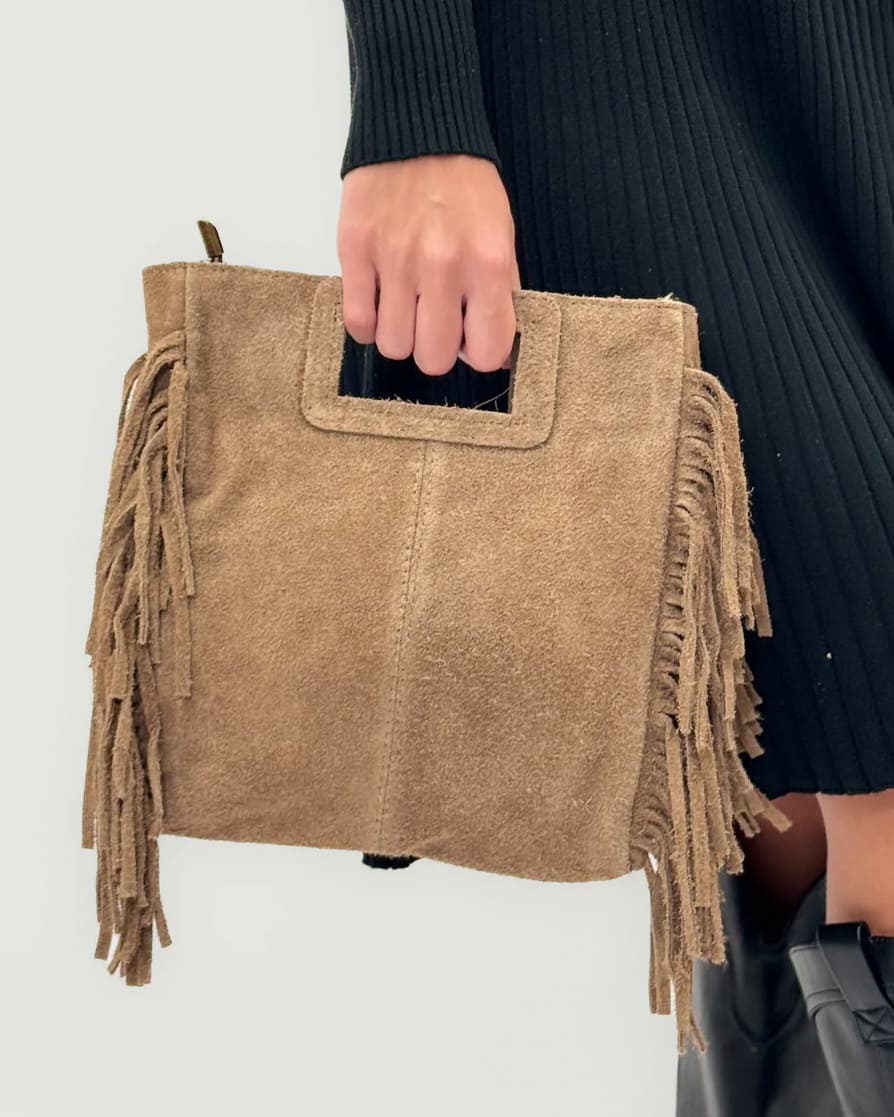 Alternative view of BORSA SCAMOSCIATA CON FRANGE