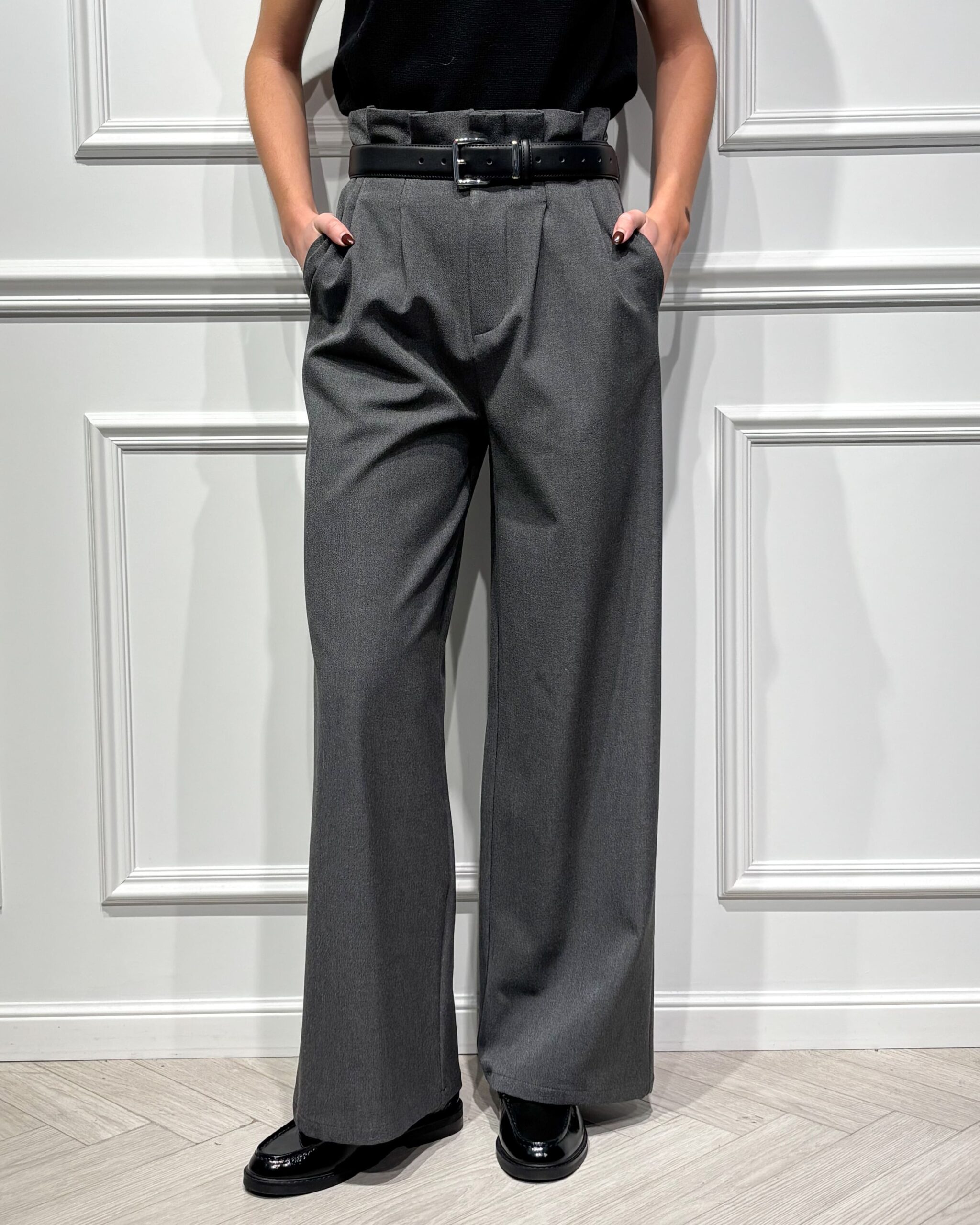 Alternative view of PANTALONE CARAMELLA CON CINTURA - ELEH