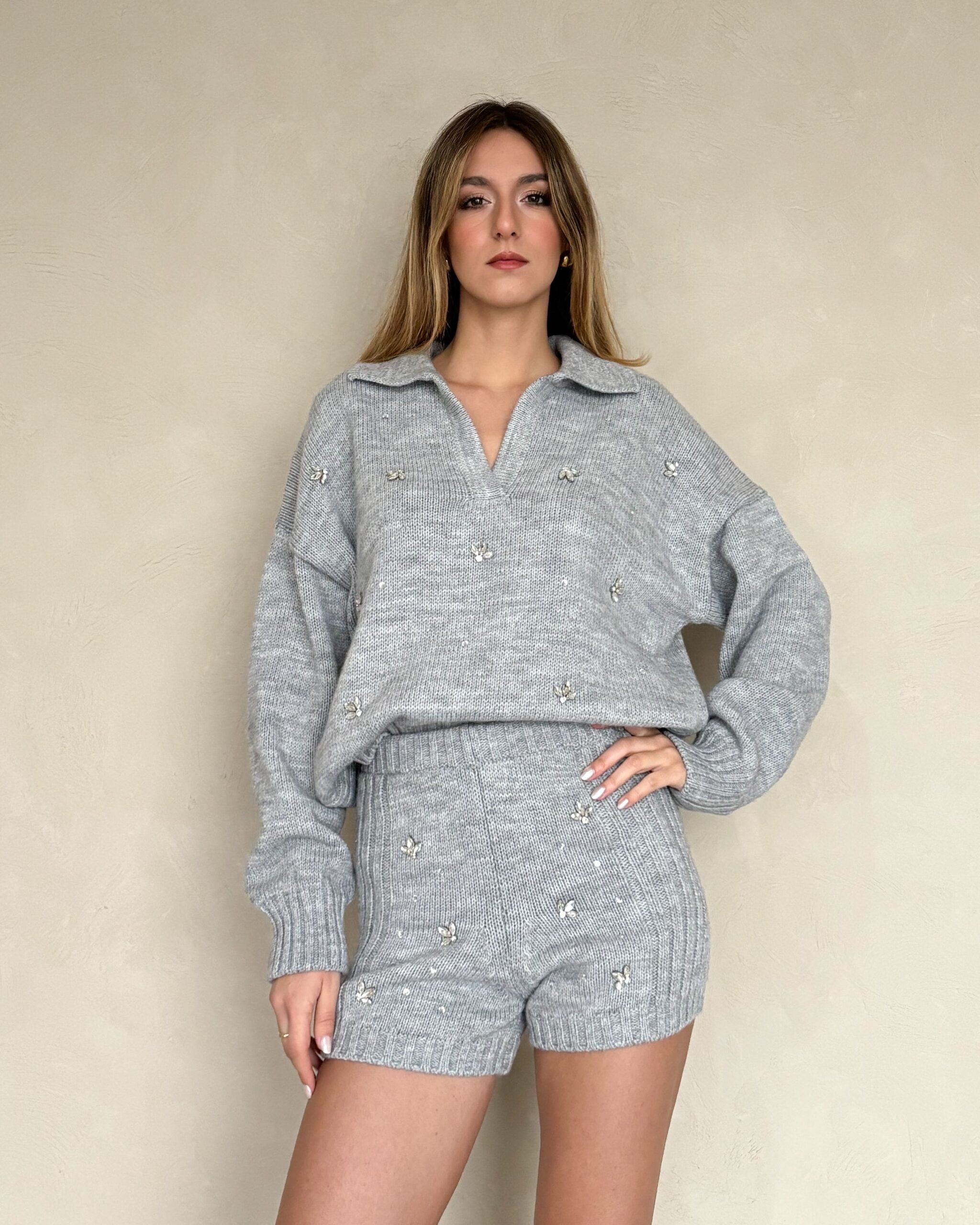 Alternative view of COORD IN MAGLIA CON CABOCHON GIOIELLO - ELEONORA - VICOLO