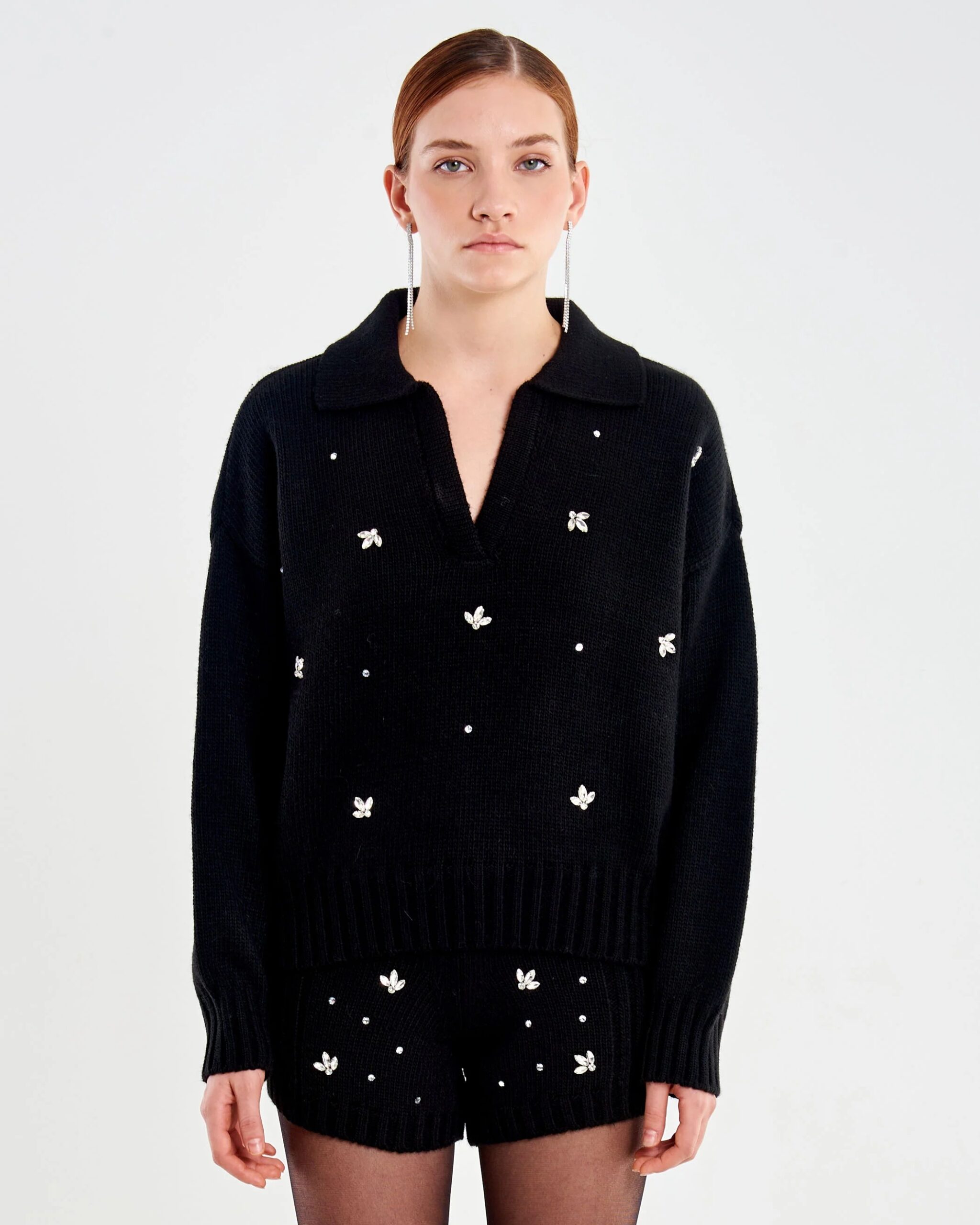 Alternative view of PULL POLO CON CABOCHON GIOIELLO - ELEONORA - VICOLO