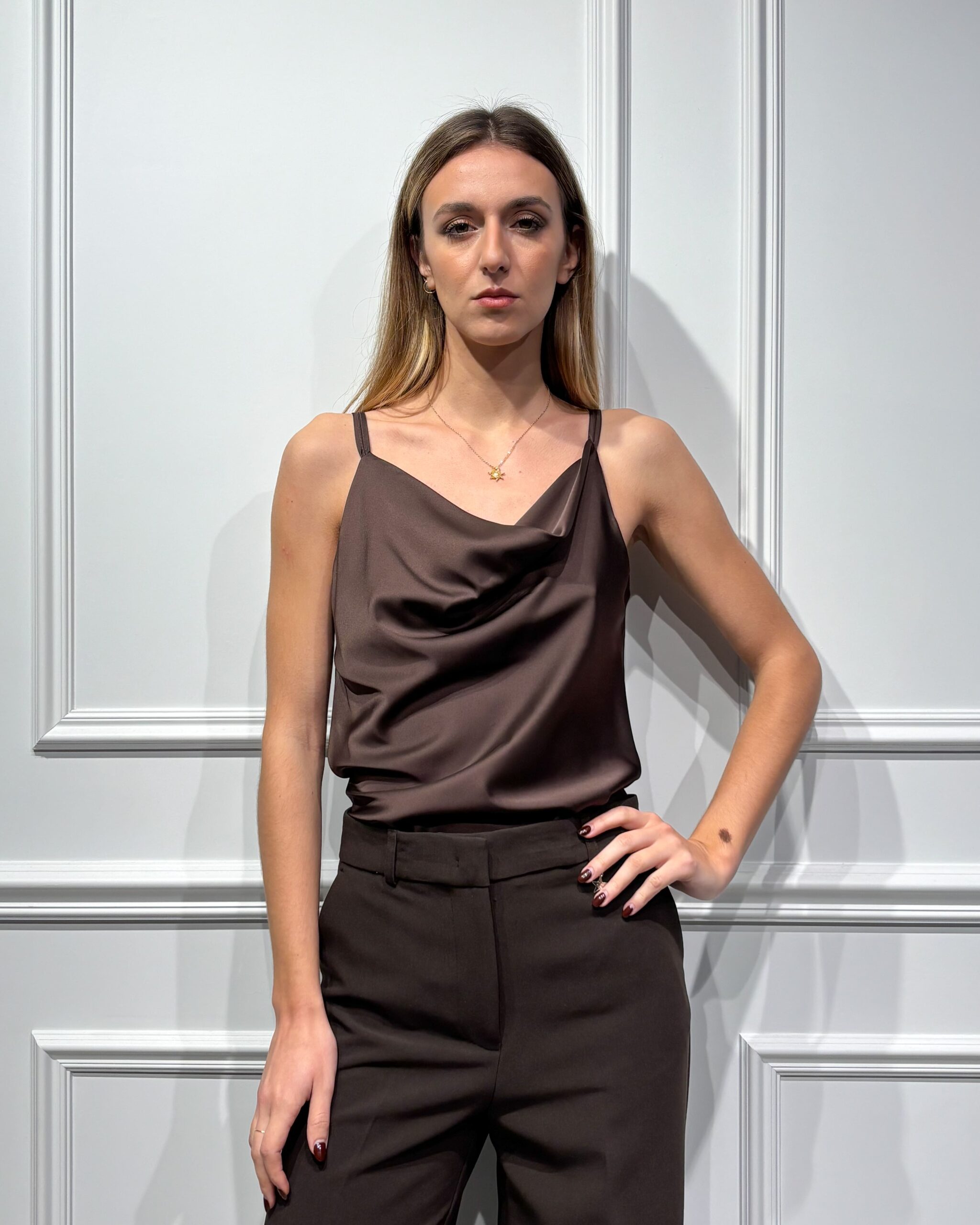TOP SATIN CON SCOLLO A GRONDA - IMPERIAL
