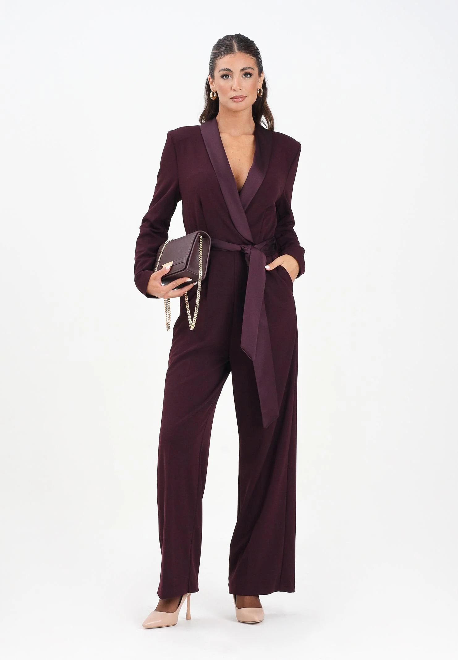 TUTA LUNGA IN CREPE CON DETTAGLI IN RASO - VICOLO