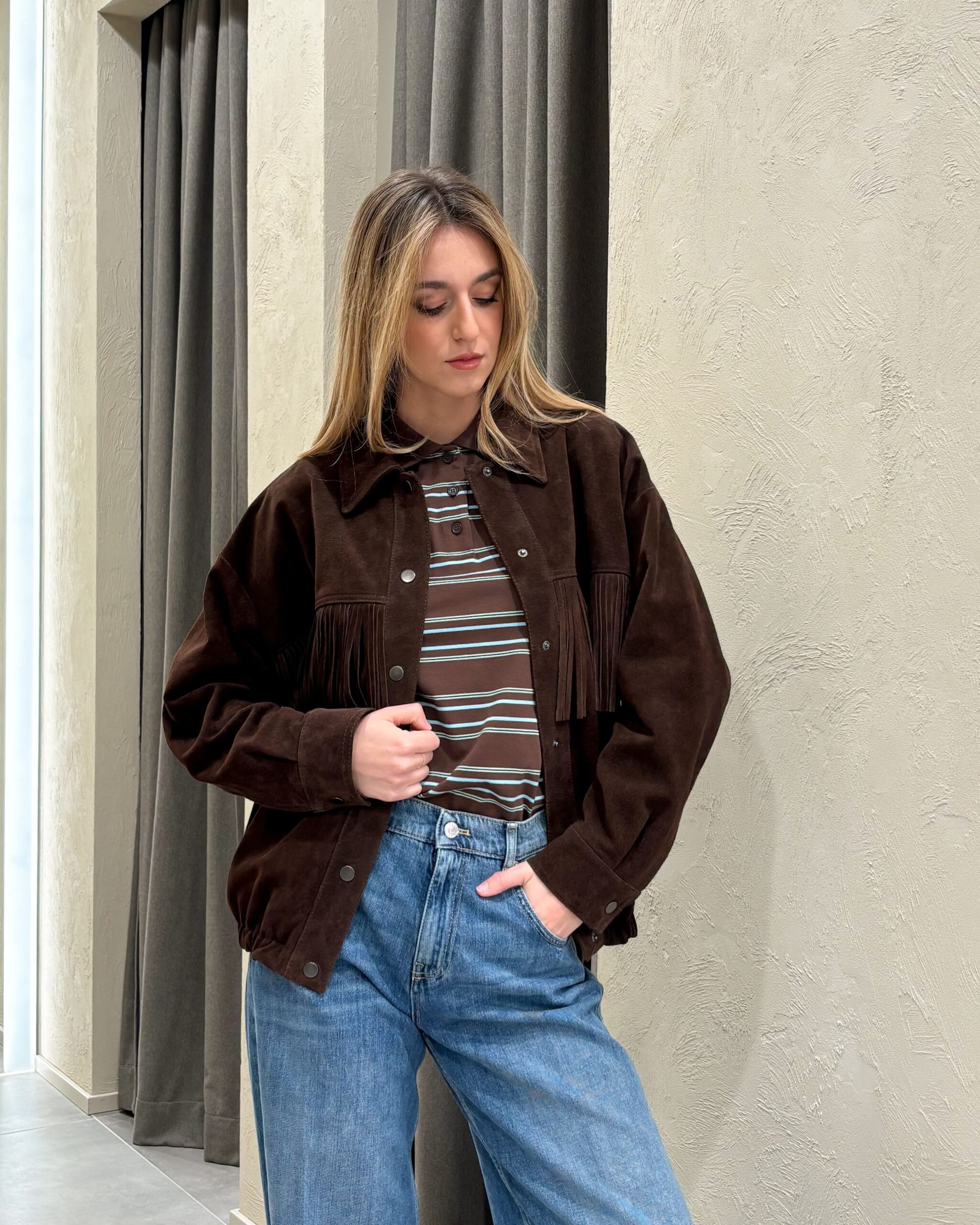 GIACCA CON FRANGE IN VERA PELLE - VICOLO