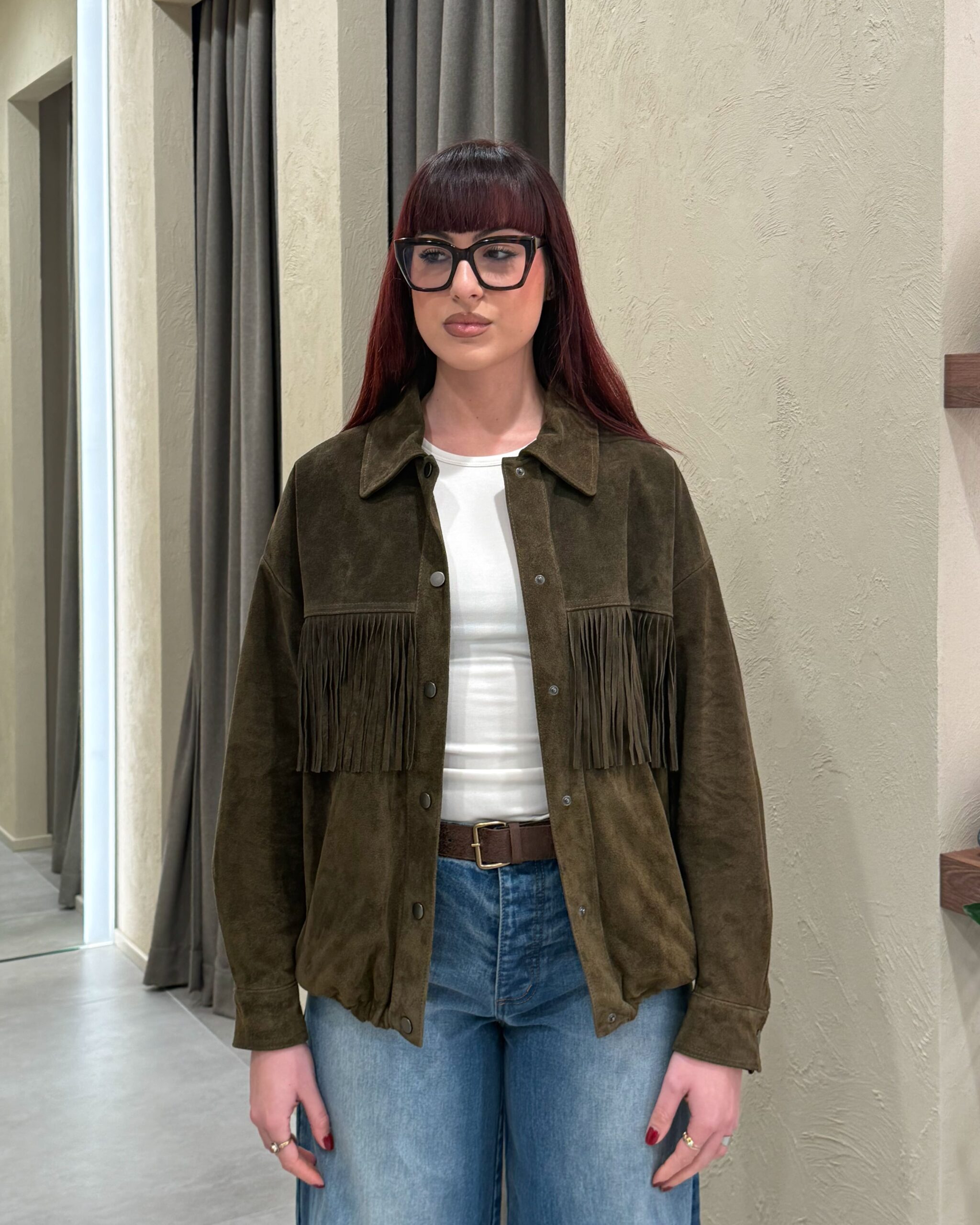 GIACCA BOMBER CON FRANGE IN VERA PELLE - VICOLO