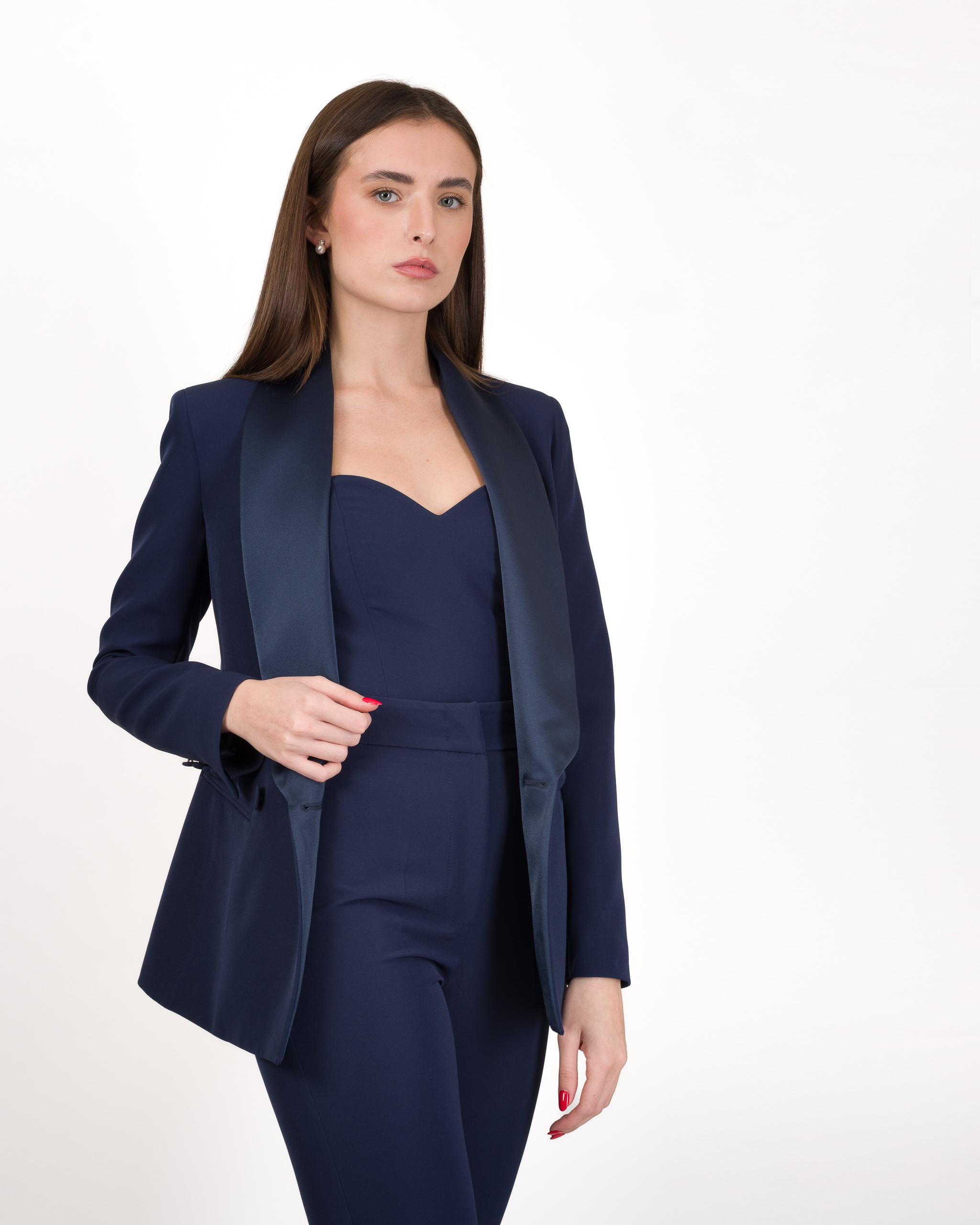 Alternative view of BLAZER DOPPIOPETTO CON REVER SCIALLATO IN RASO - MUSA SATIN - SILENCE LIMITED