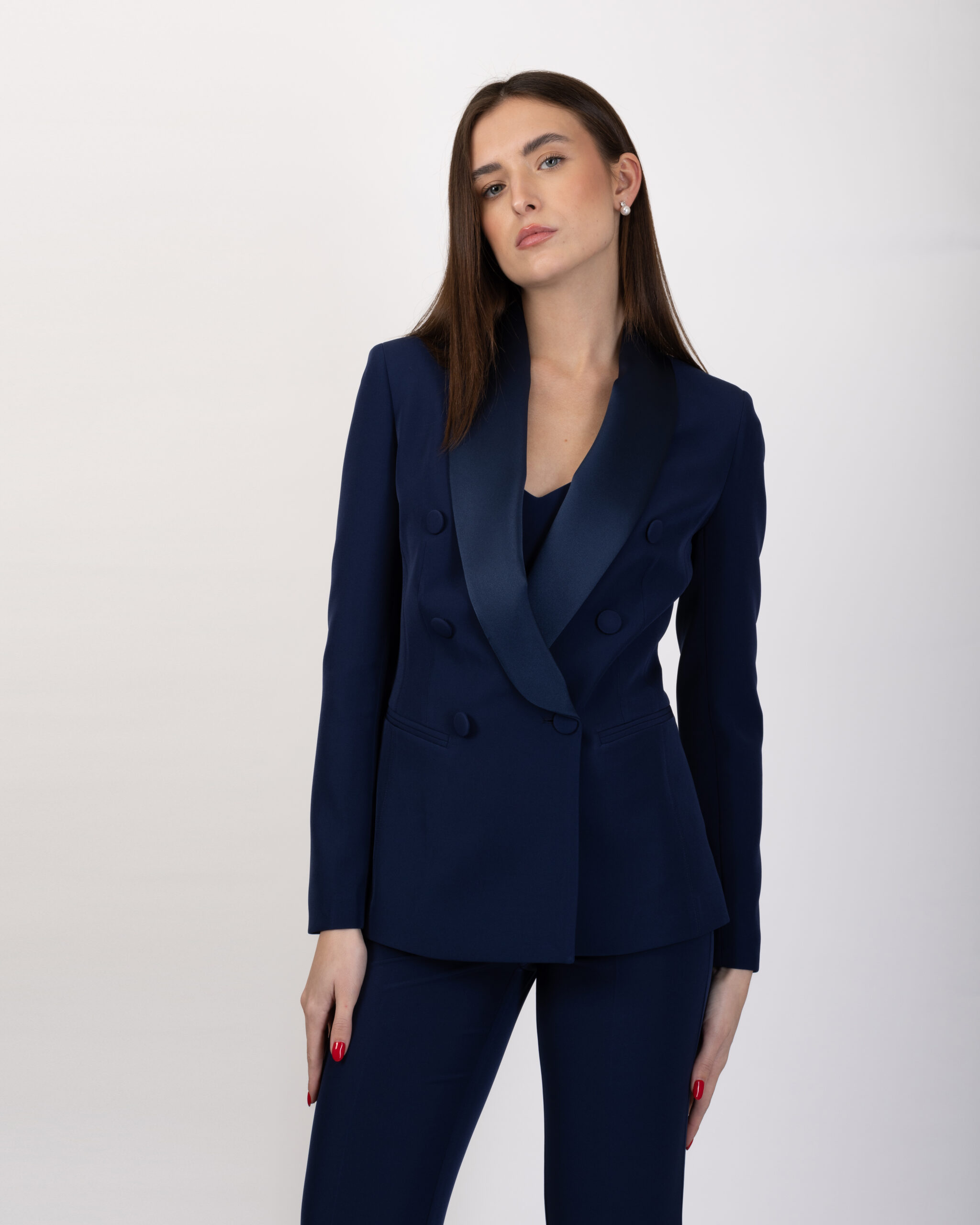 Alternative view of BLAZER DOPPIOPETTO CON REVER SCIALLATO IN RASO - MUSA SATIN - SILENCE LIMITED