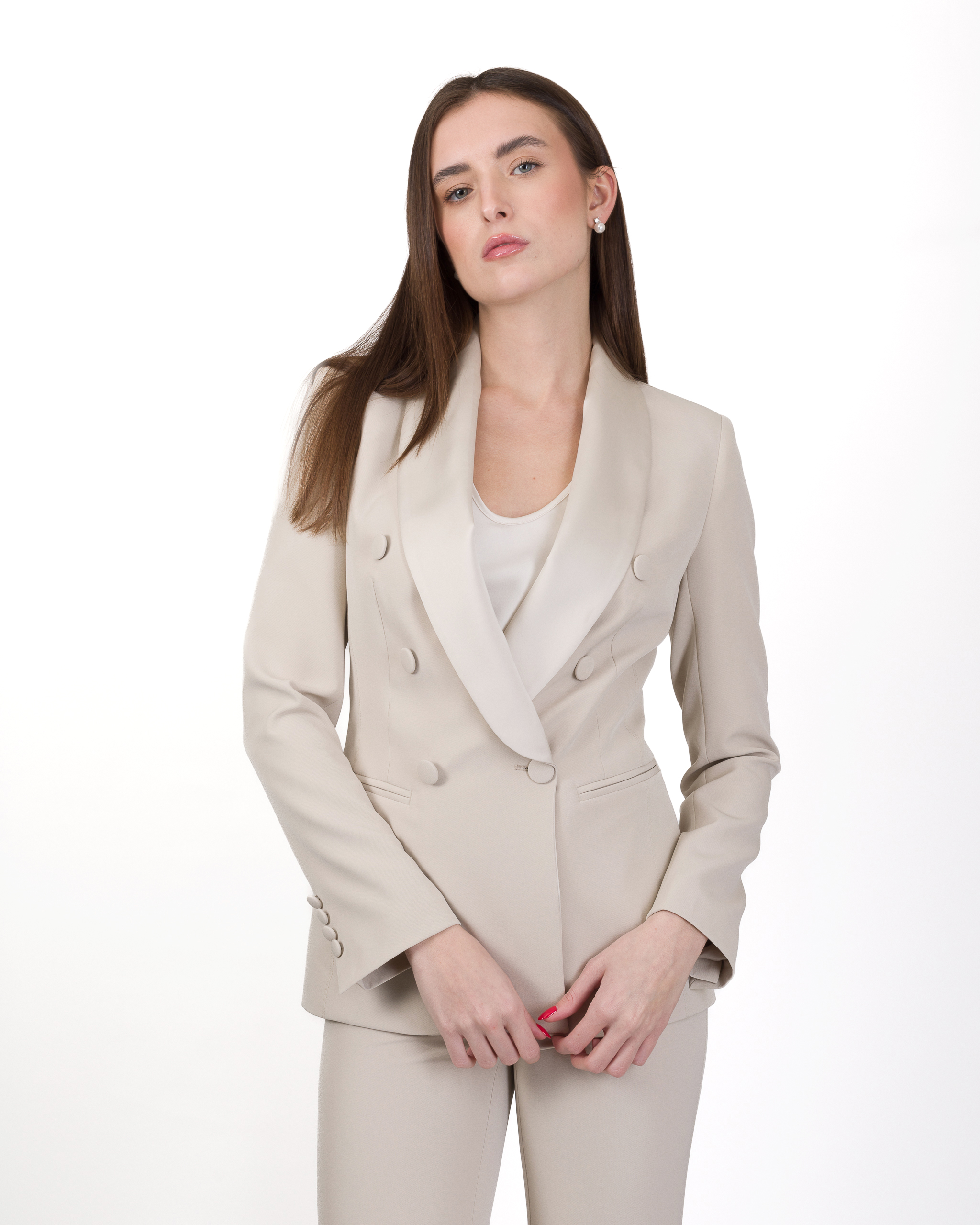 BLAZER DOPPIOPETTO CON REVER SCIALLATO IN RASO - MUSA SATIN - SILENCE LIMITED