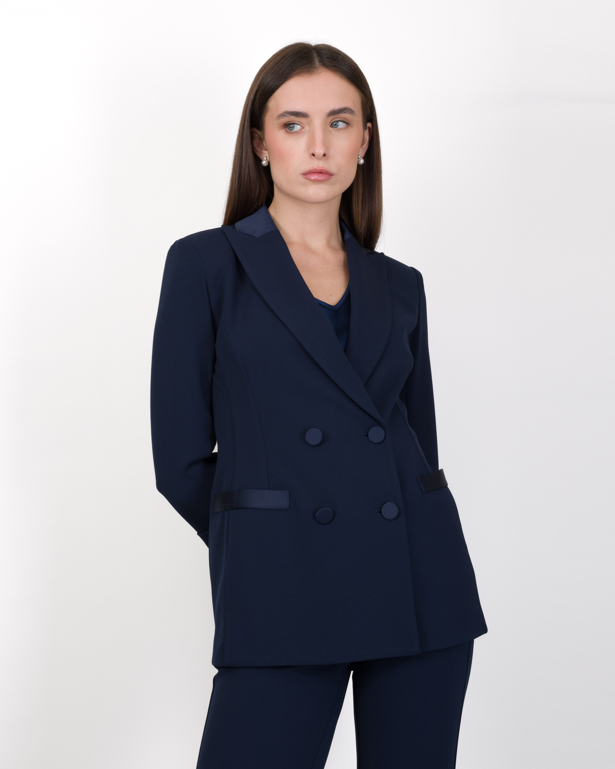 BLAZER DOPPIOPETTO CON DETTAGLI RASO - AGATA- IMPERIAL