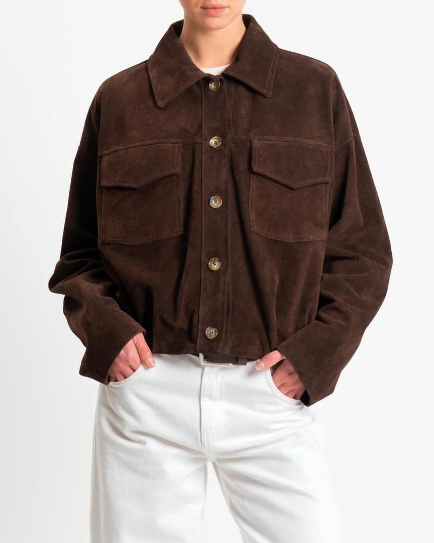 BOMBER IN VERA PELLE CON ARRICCIO E TASCHE APPLICATE - VICOLO