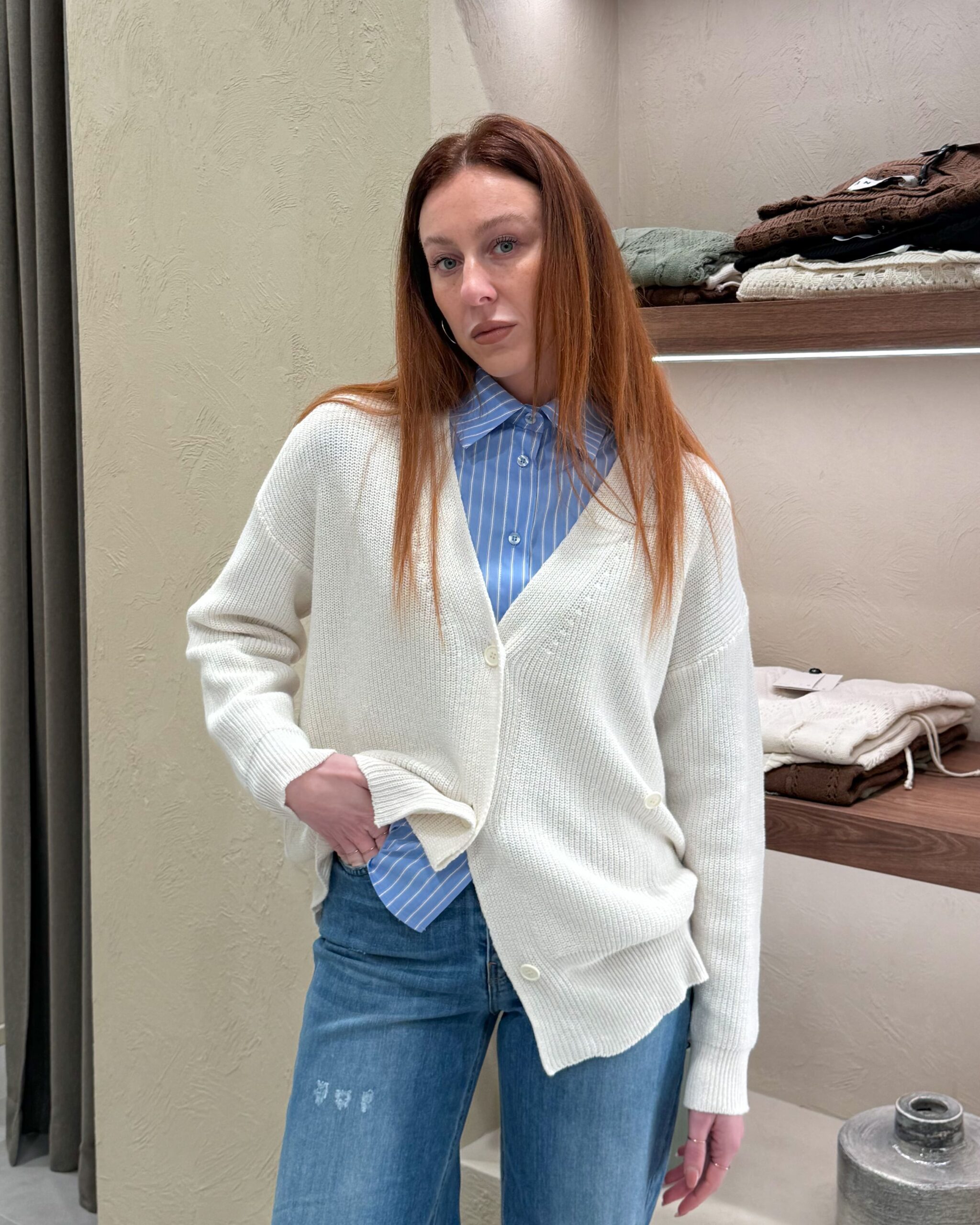 CARDIGAN CON ABBOTTONATURA ASIMMETRICA - HAVEONE