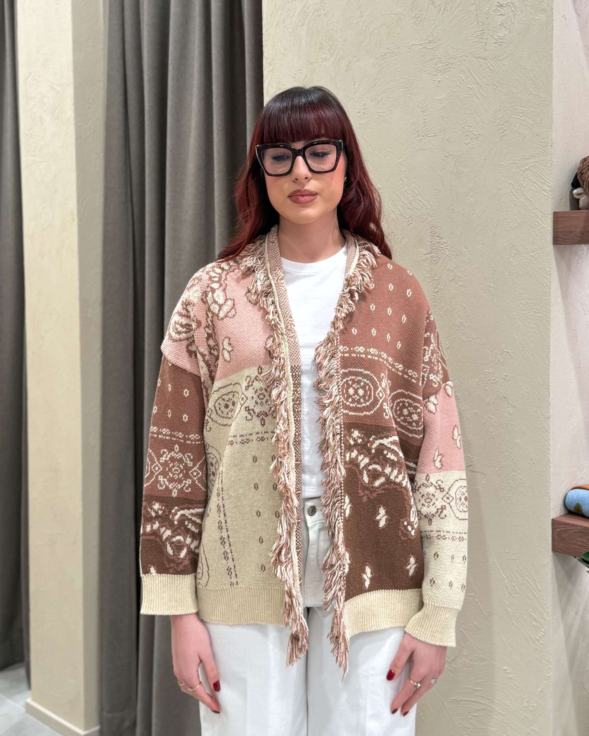 Alternative view of CARDIGAN JACQUARD CON FRANGE - KONTATTO