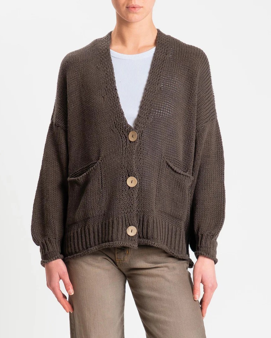 Alternative view of CARDIGAN CON BOTTONI EFFETTO LEGNO - HAVEONE
