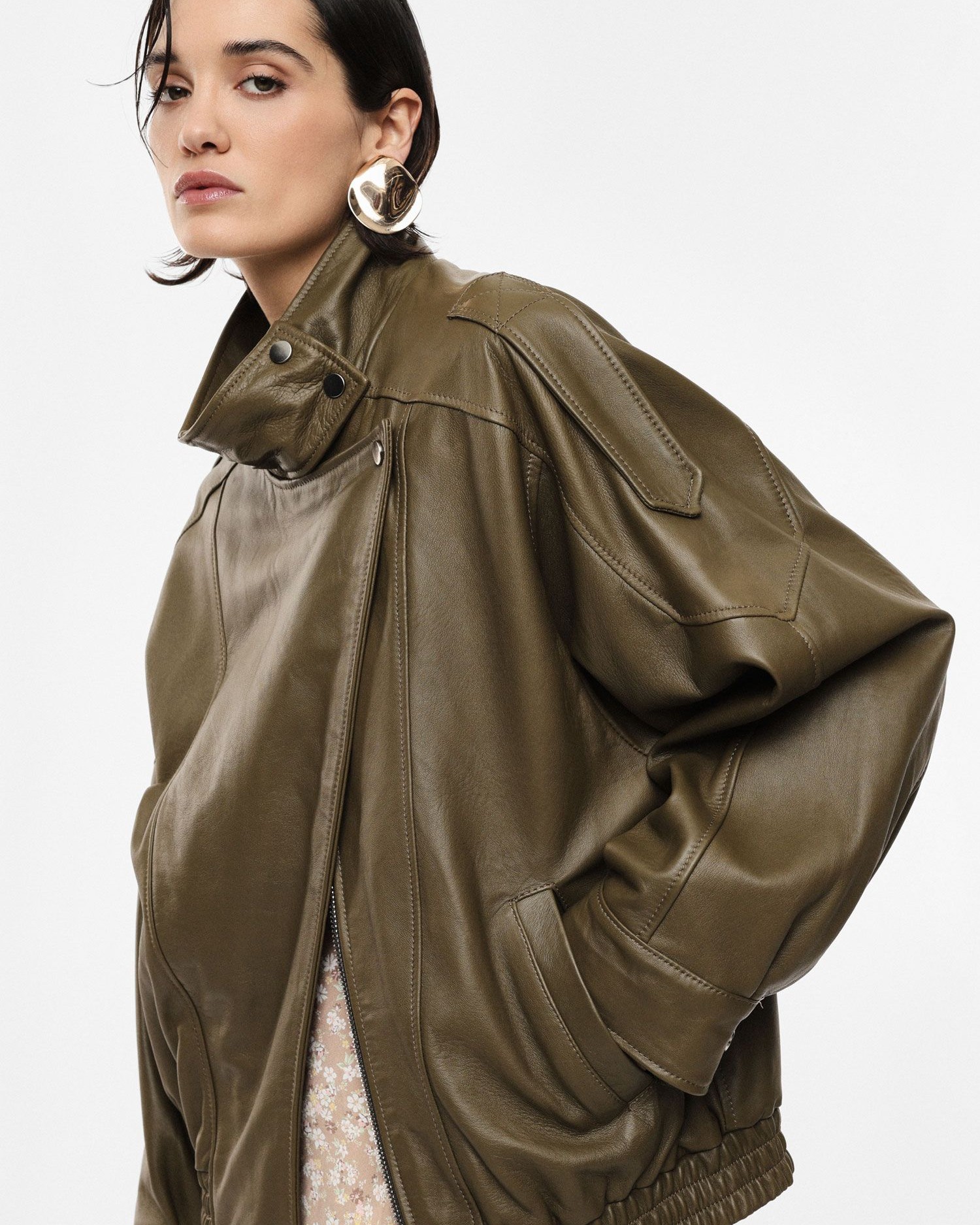 GIACCA BOMBER IN VERA PELLE CON COLLO ALTO - IMPERIAL