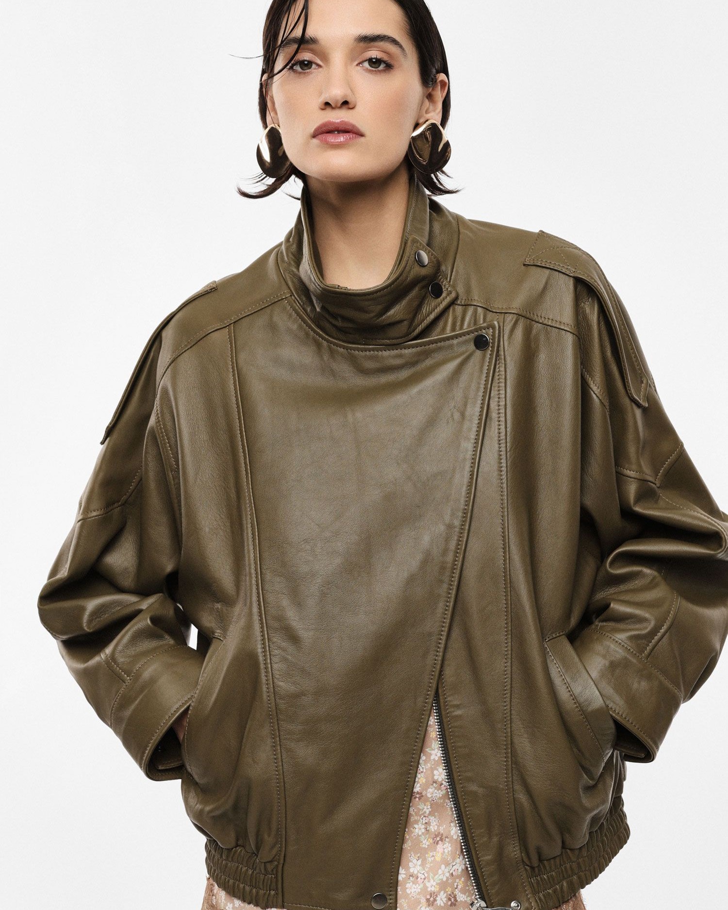 Alternative view of GIACCA BOMBER IN VERA PELLE CON COLLO ALTO - IMPERIAL