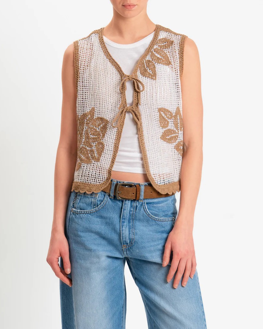 GILET TRAFORATO CON RICAMI - PHILIA LOFT