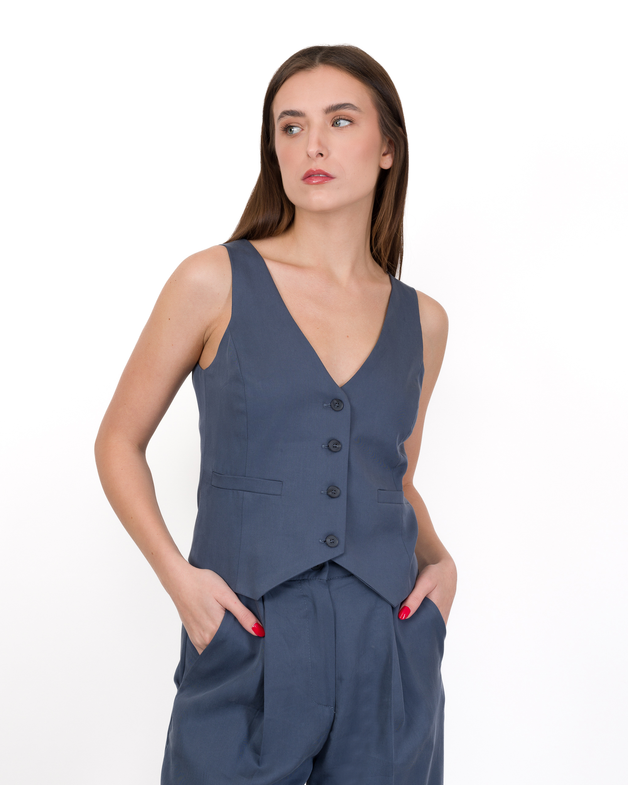 GILET MONOPETTO 100% LYOCELL - LEONNIE - FACE TO FACE STYLE