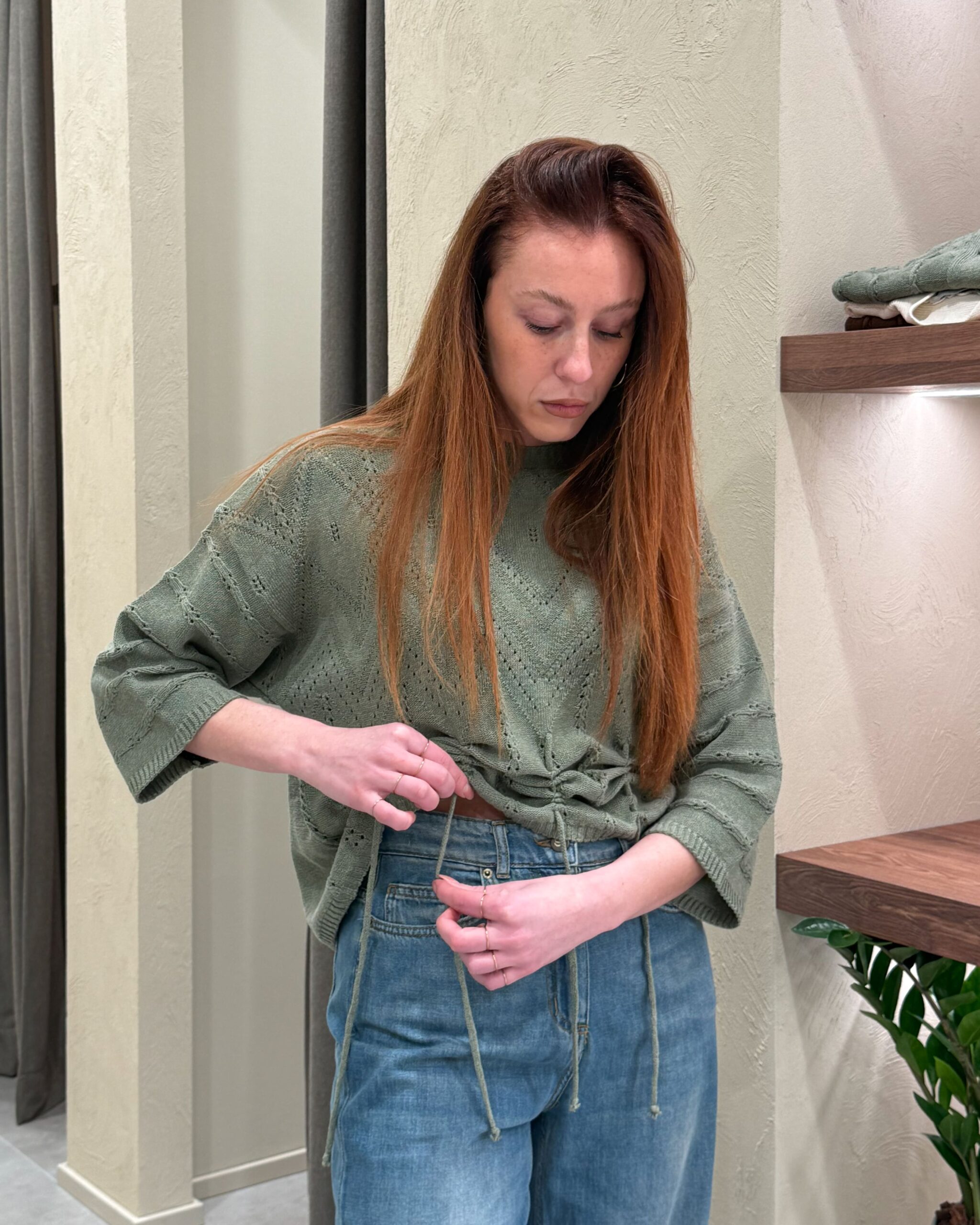 MAGLIA GIROCOLLO TRAFORATA CON COULISSE - HAVEONE