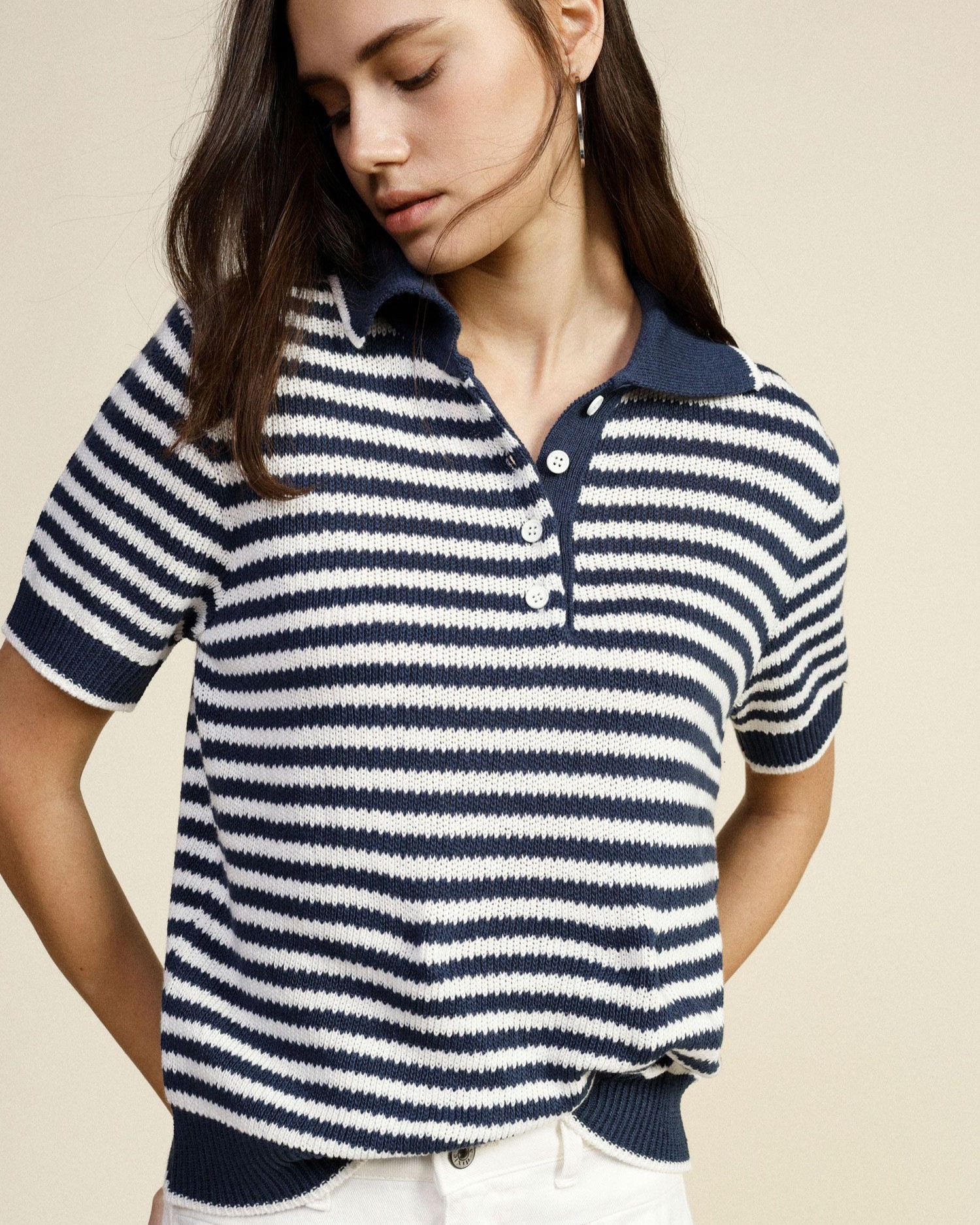 MAGLIA RIGHE CON COLLETTO A POLO - DIXIE