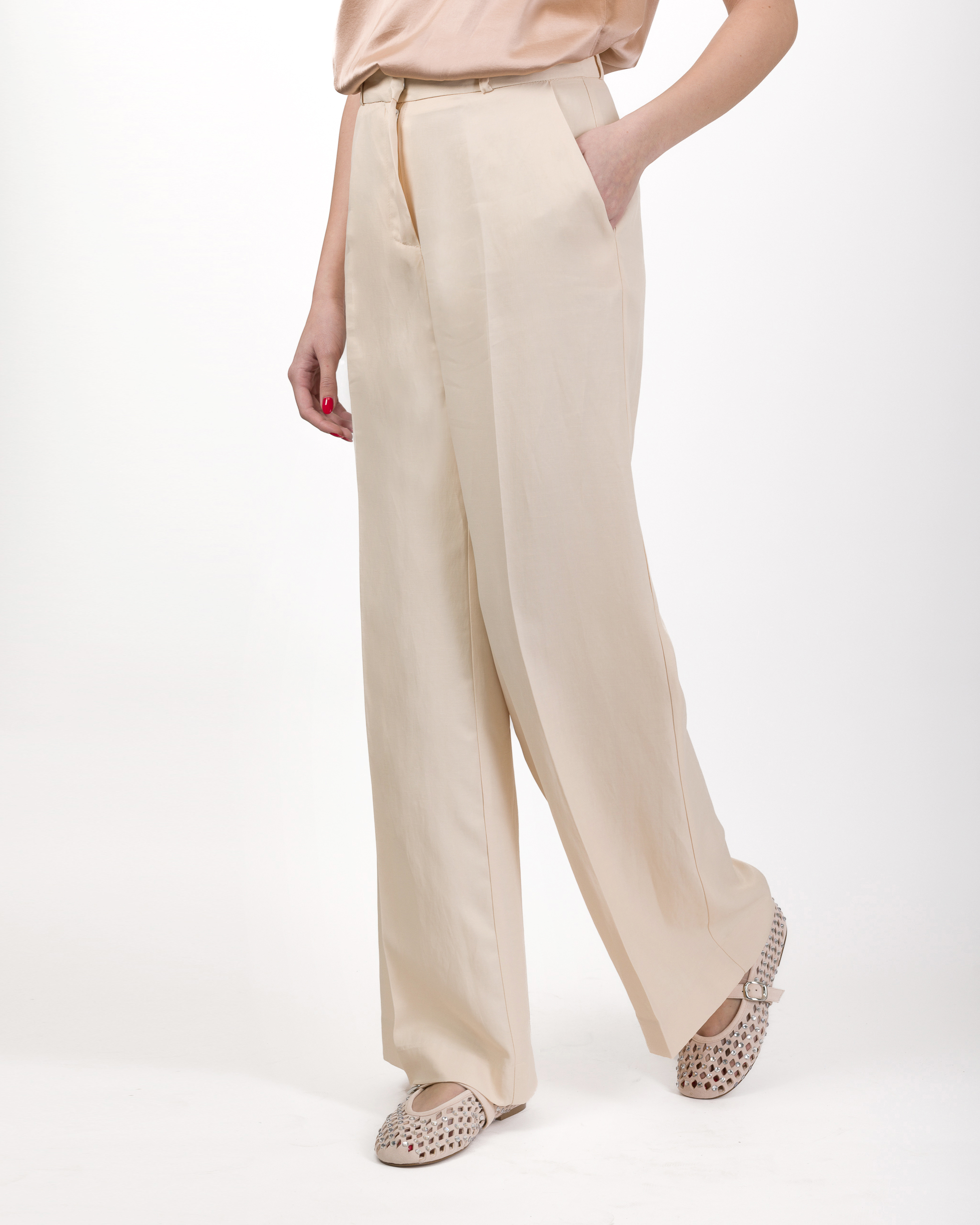 PANTALONE PALAZZO IN VISCOSA E LINO - CARLOTTA - HAVEONE