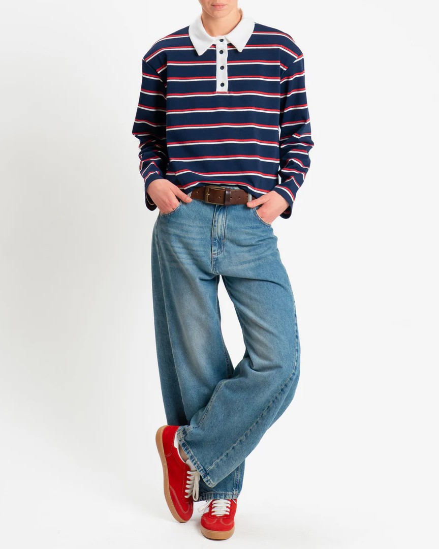 Alternative view of MAGLIA POLO A RIGHE CON SPALLINE - PHILIA LOFT