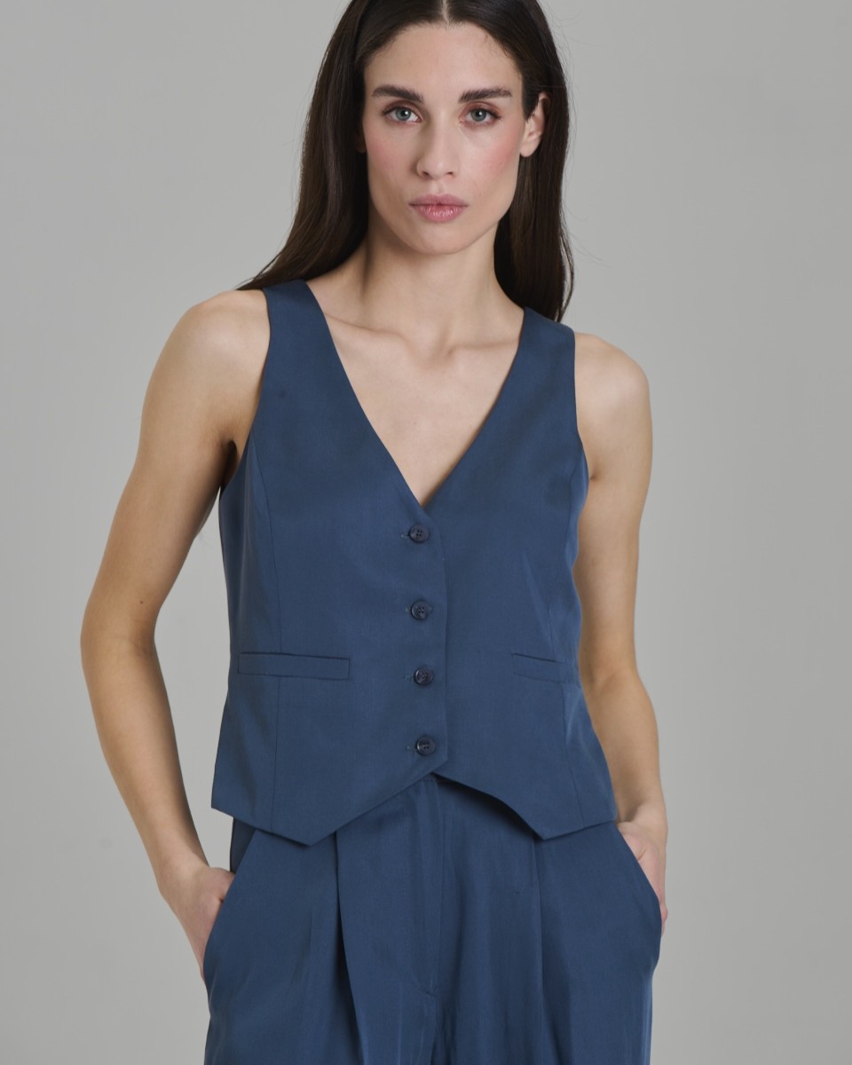 Alternative view of GILET MONOPETTO 100% LYOCELL - LEONNIE - FACE TO FACE STYLE