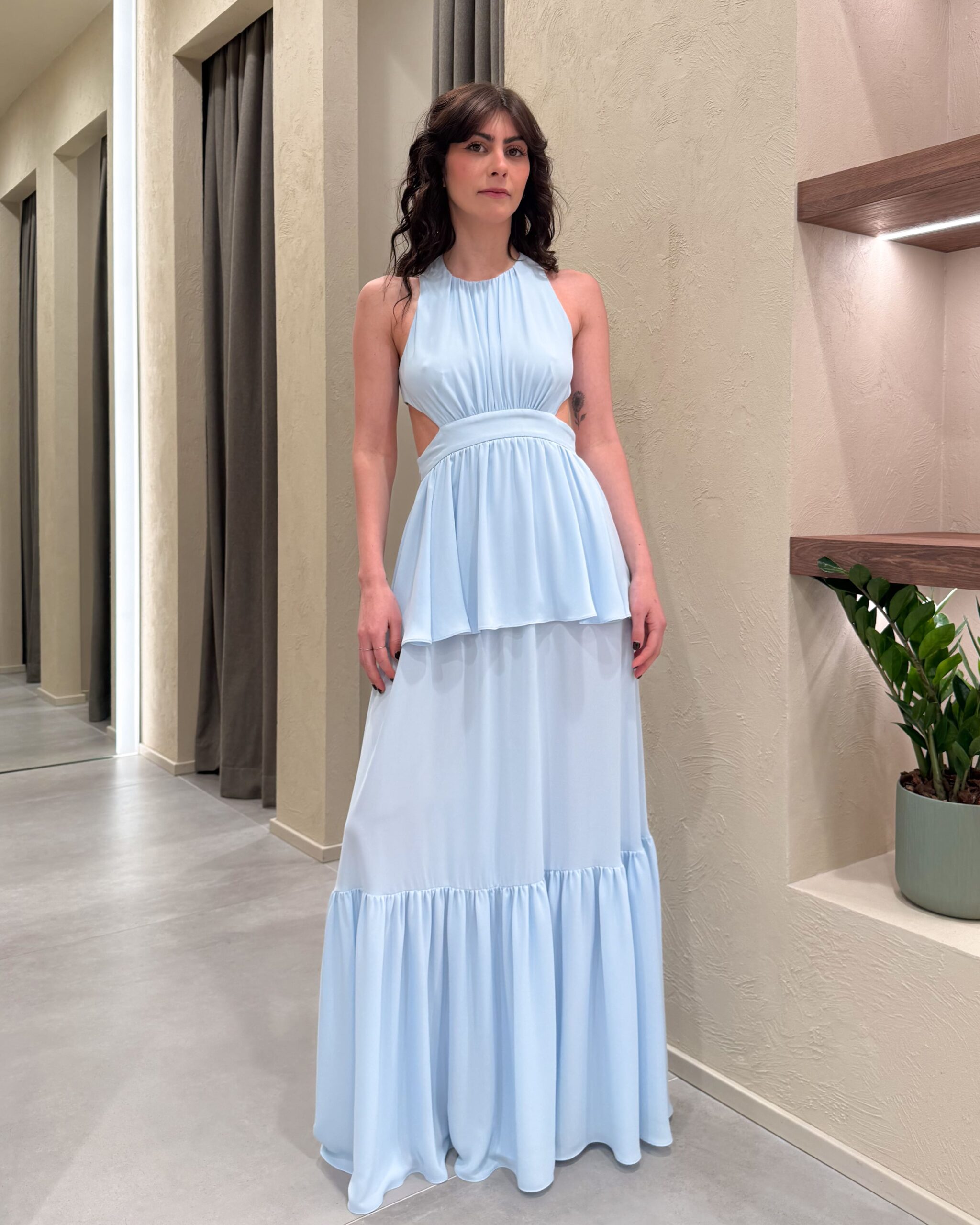 ABITO LUNGO IN CHIFFON - VOLANT DRESS - SILENCE LIMITED