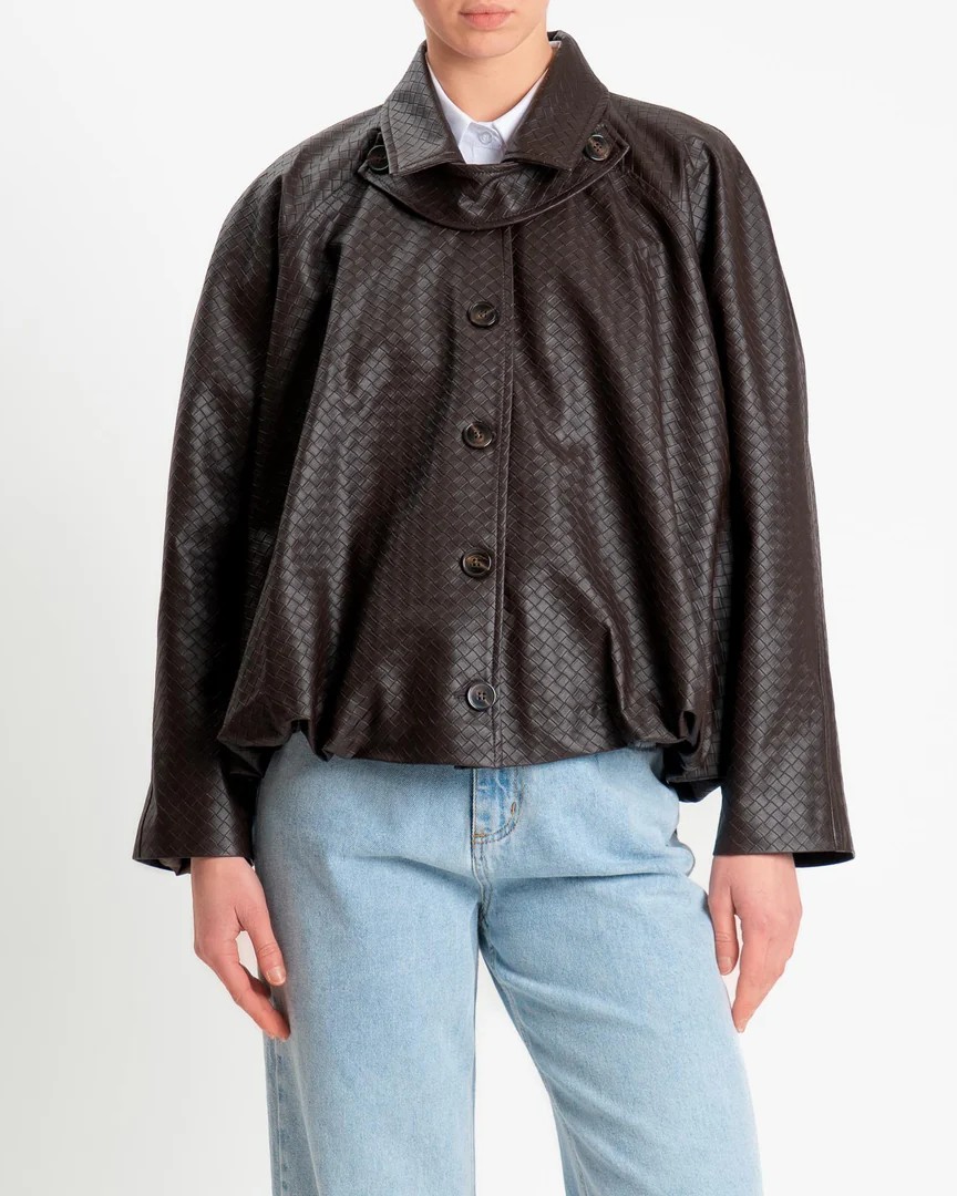 BOMBER IN ECOPELLE CON TRAMA INTRECCIATA - TENSIONE IN