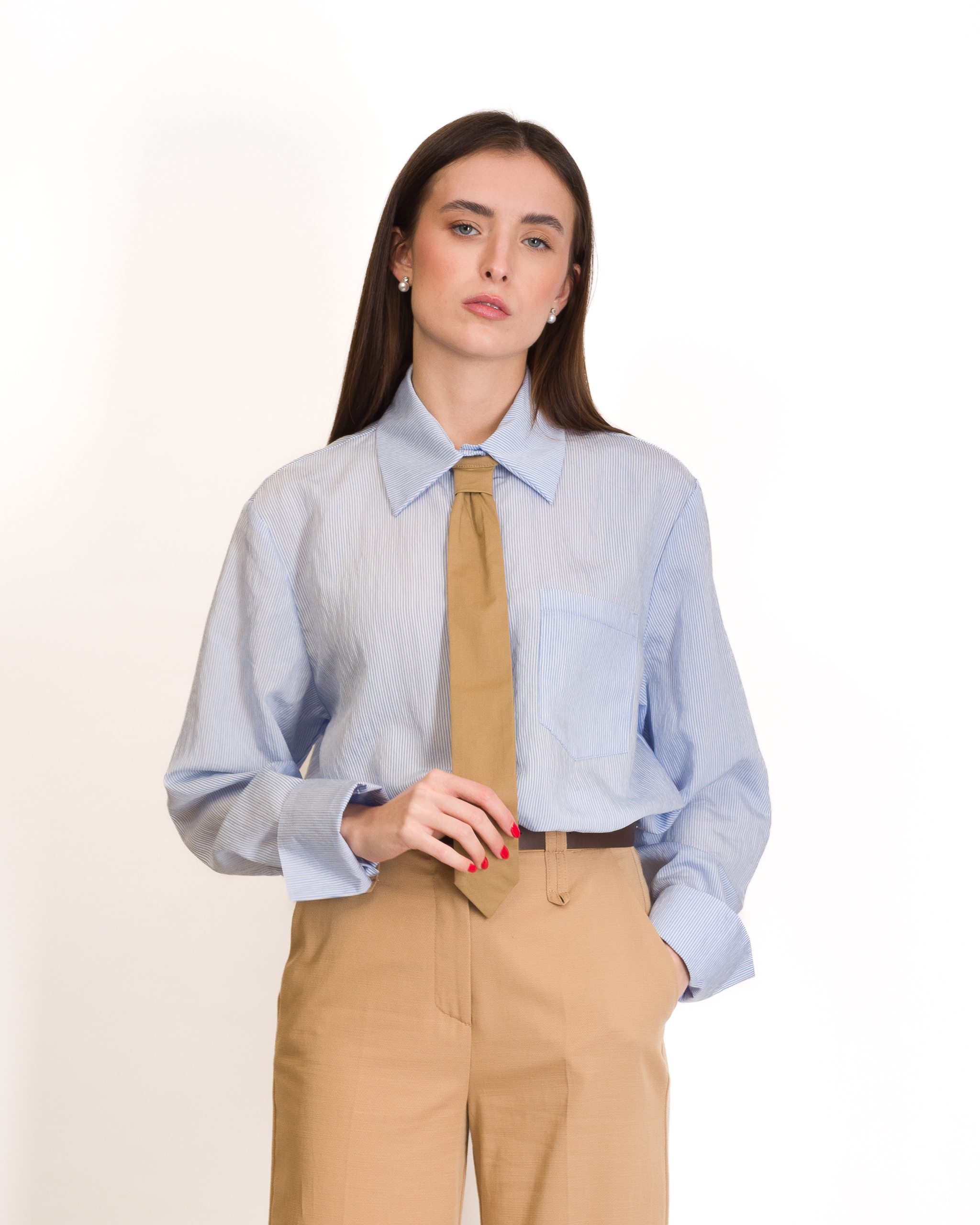 Alternative view of CAMICIA A RIGHE CON CRAVATTA - KONTATTO