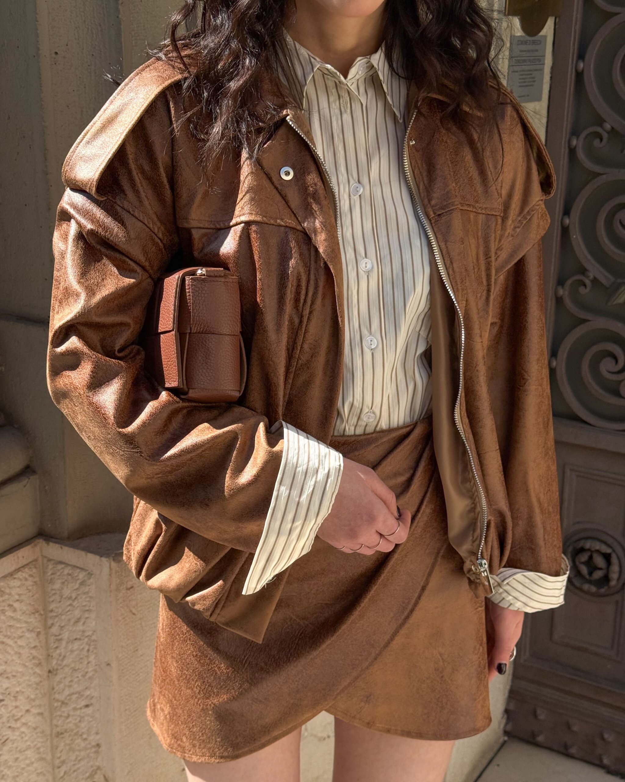 Alternative view of BOMBER IN ECOPELLE EFFETTO VINTAGE - SAMANTHA - TENSIONE IN