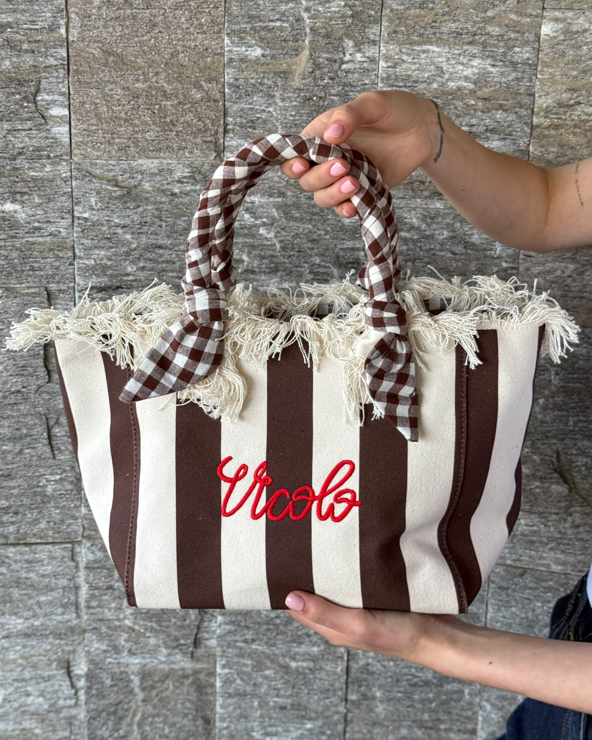 Alternative view of BORSA MEDIUM IN CANVAS RIGATA - VICOLO