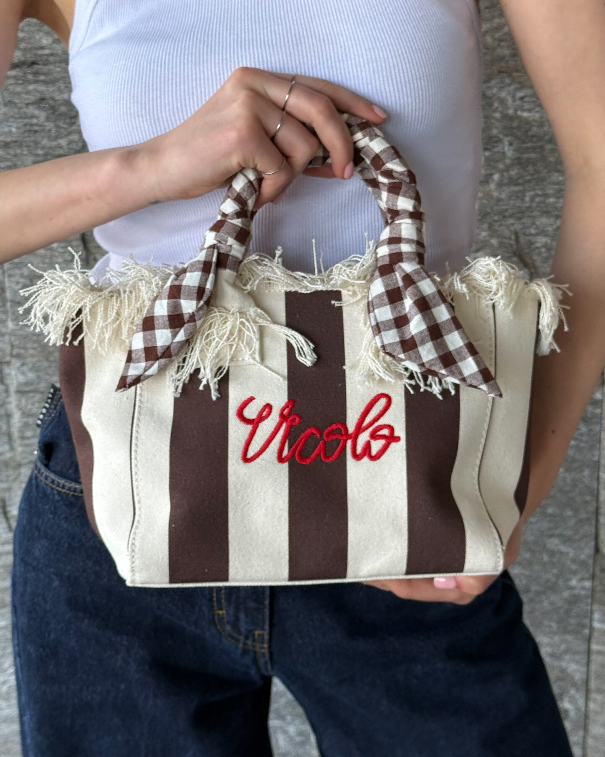 Alternative view of BORSA MINI IN CANVAS RIGATA - VICOLO